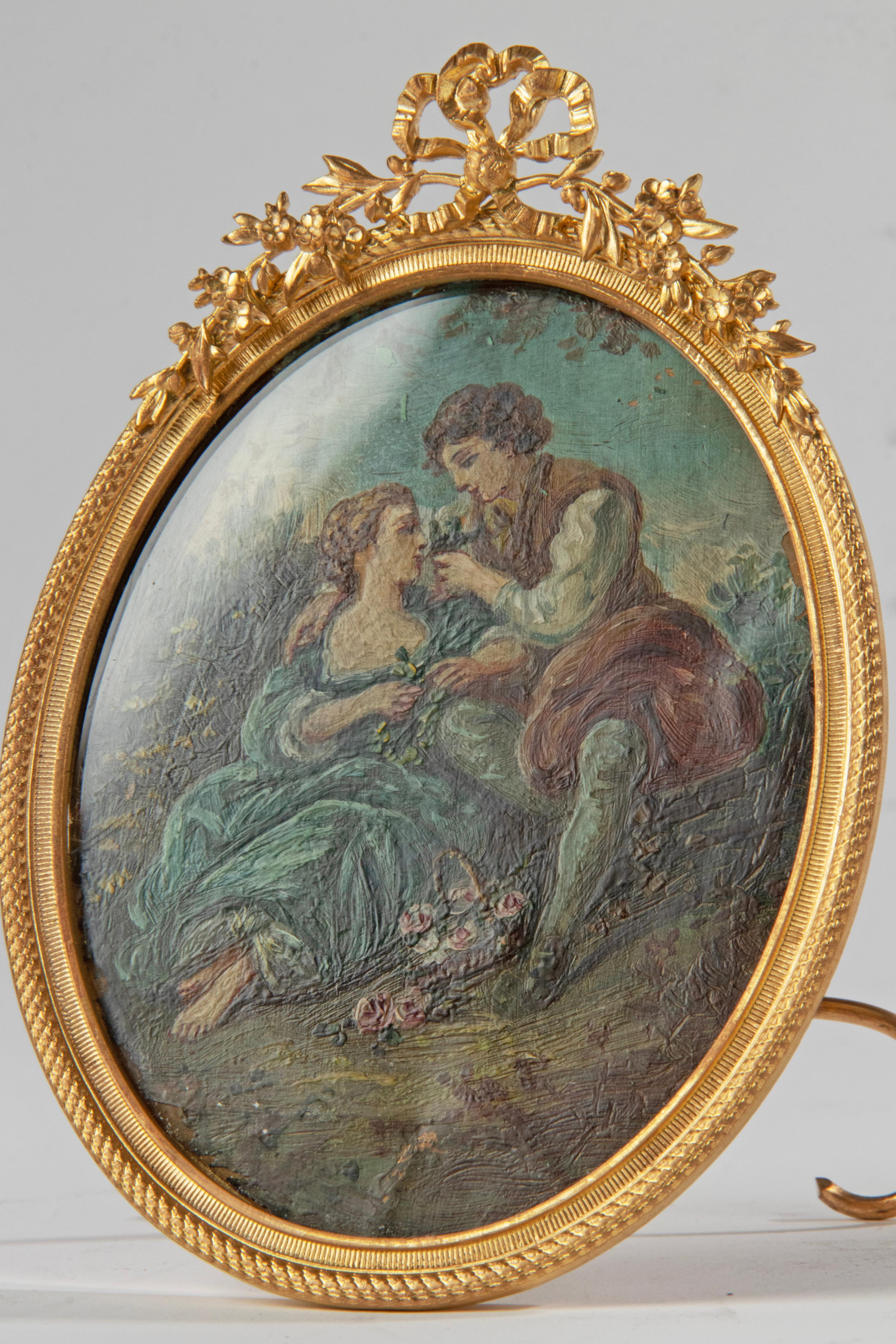 Mid-19th Century Louis XVI Ormolu Gilt Bronze Style Oval Picture Frame 10