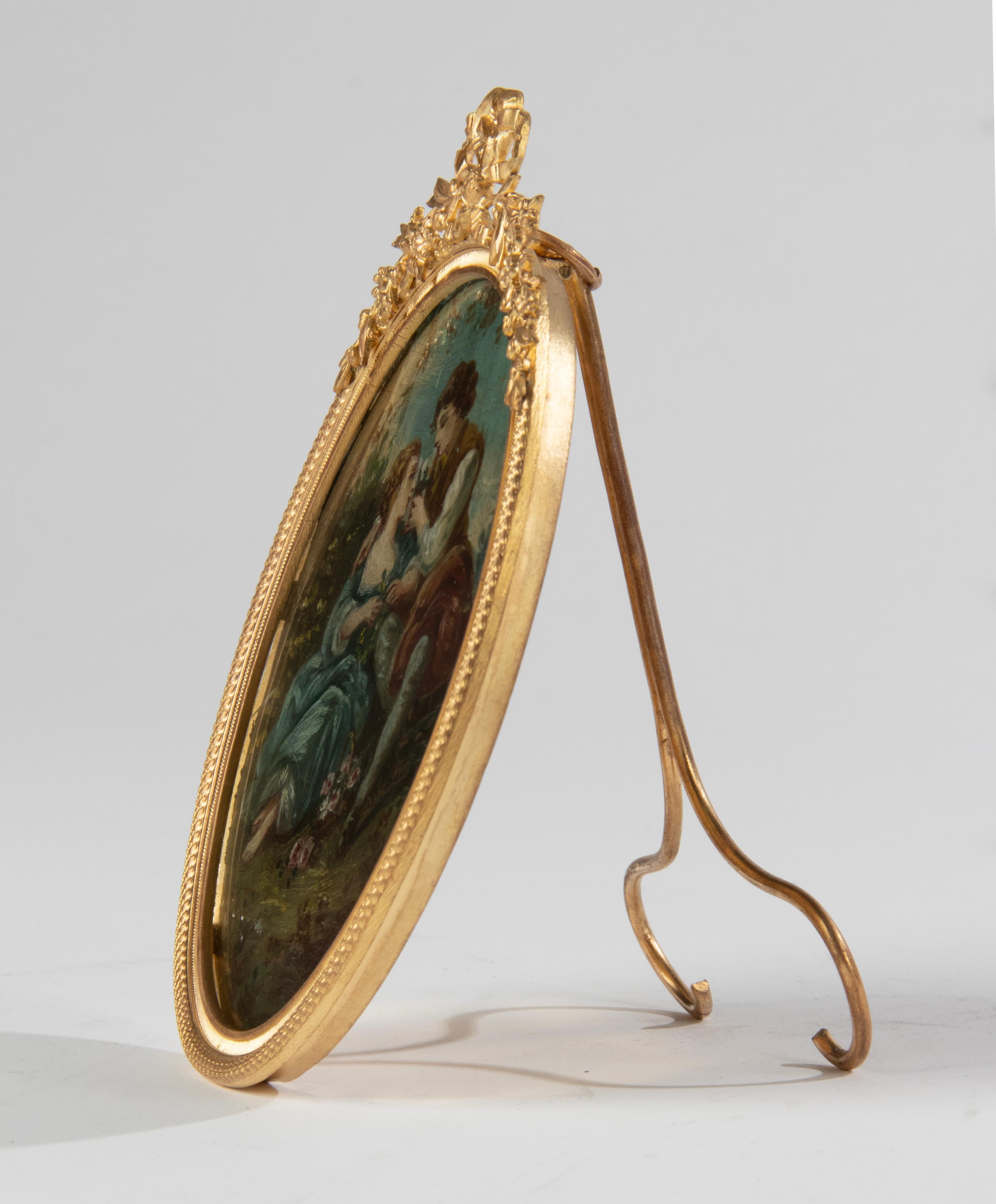 Mid-19th Century Louis XVI Ormolu Gilt Bronze Style Oval Picture Frame 2