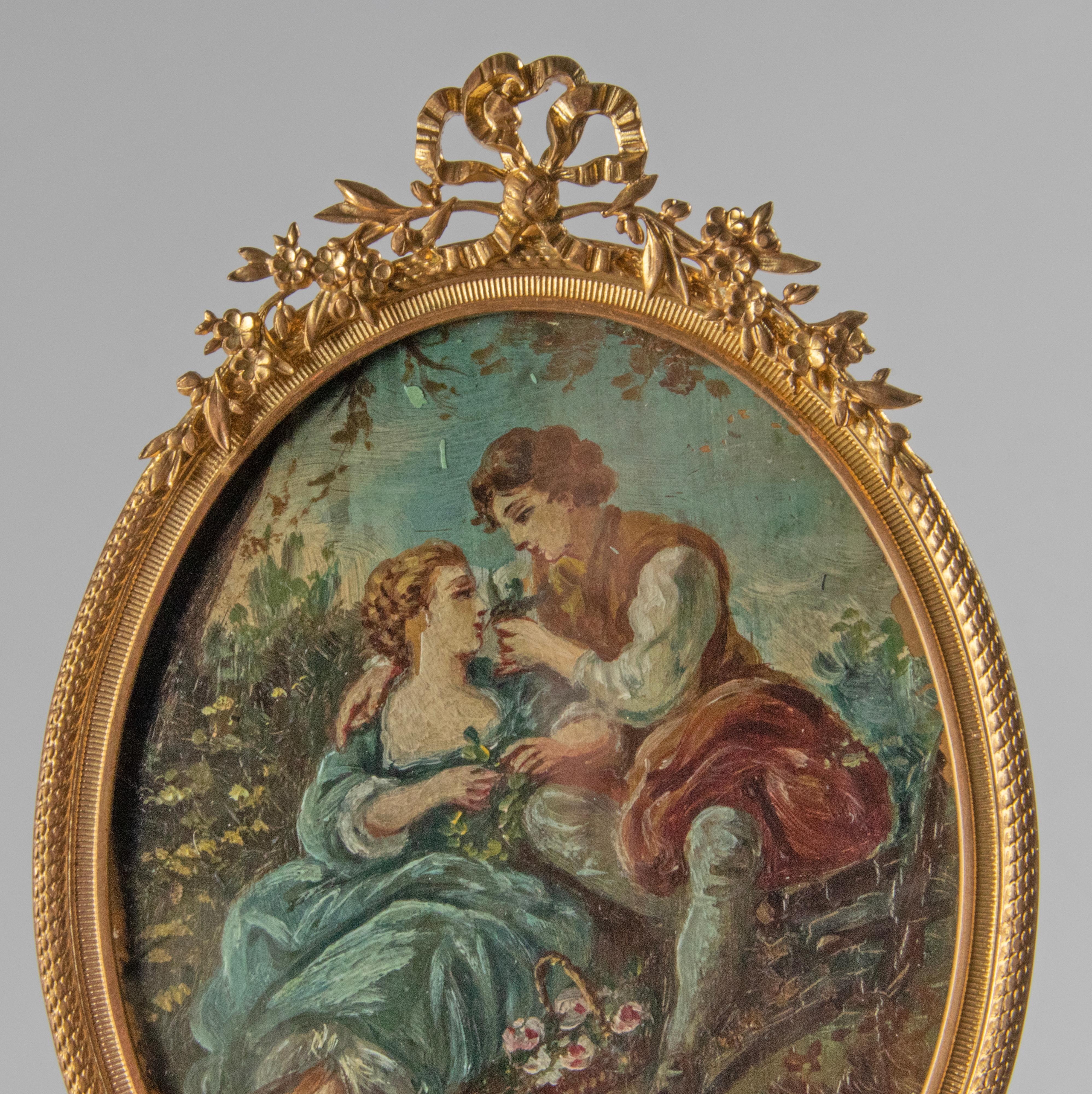 Mid-19th Century Louis XVI Ormolu Gilt Bronze Style Oval Picture Frame 4