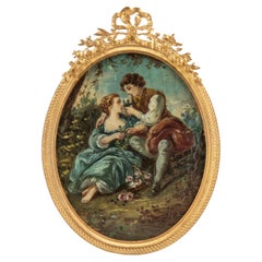 Mid-19th Century Louis XVI Ormolu Gilt Bronze Style Oval Picture Frame