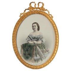 Mid-19th Century Louis XVI Style Ormolu Gilt Bronze Oval Picture Frame