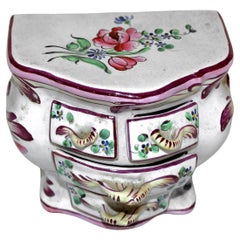 Mid-19th Century Luneville Faience Miniature Trinket Commode