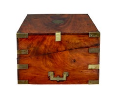Mid 19th century mahogany brass bound campaign writing slope