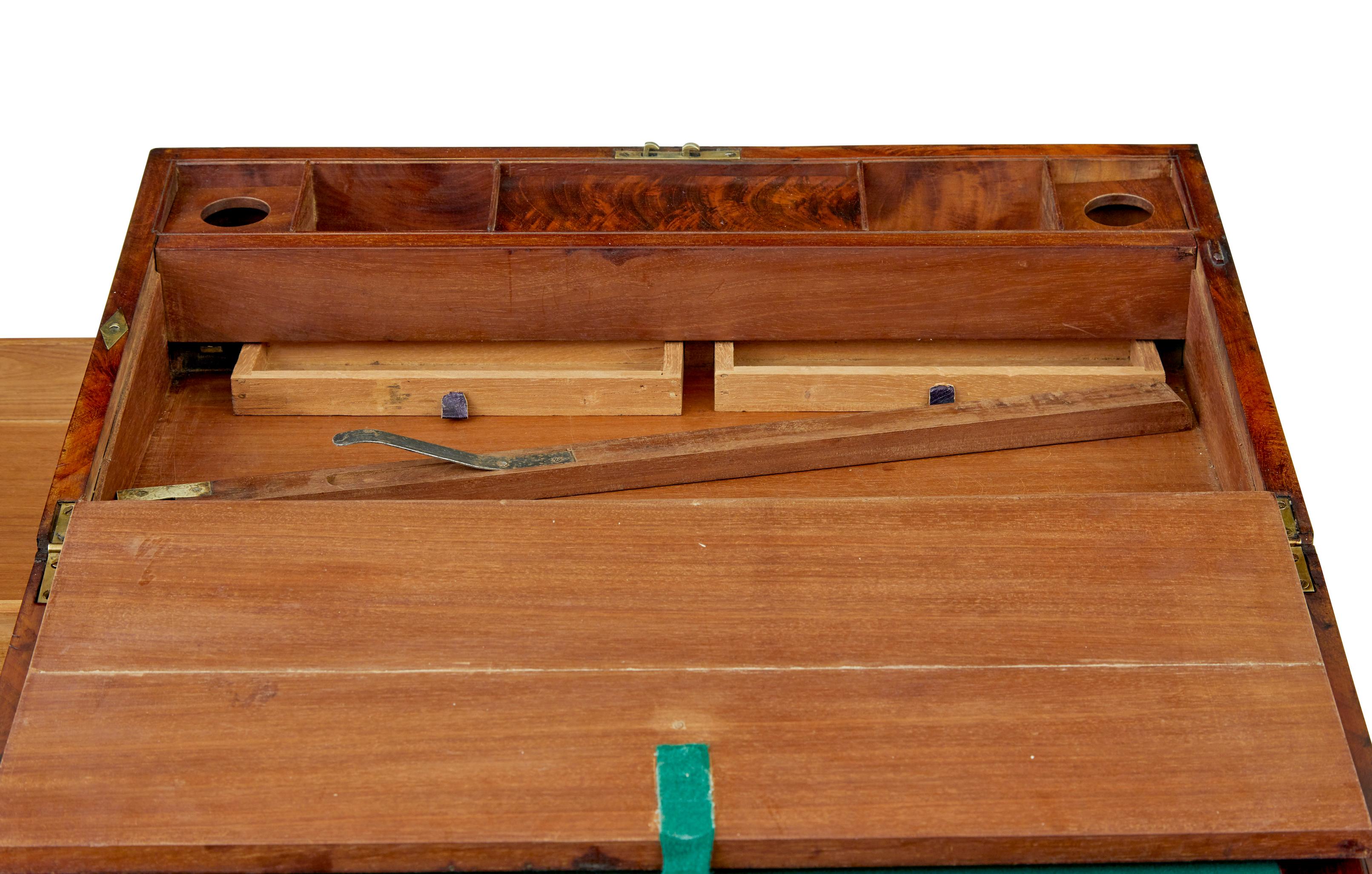 Mid 19th century mahogany brass bound campaign writing slope For Sale 1