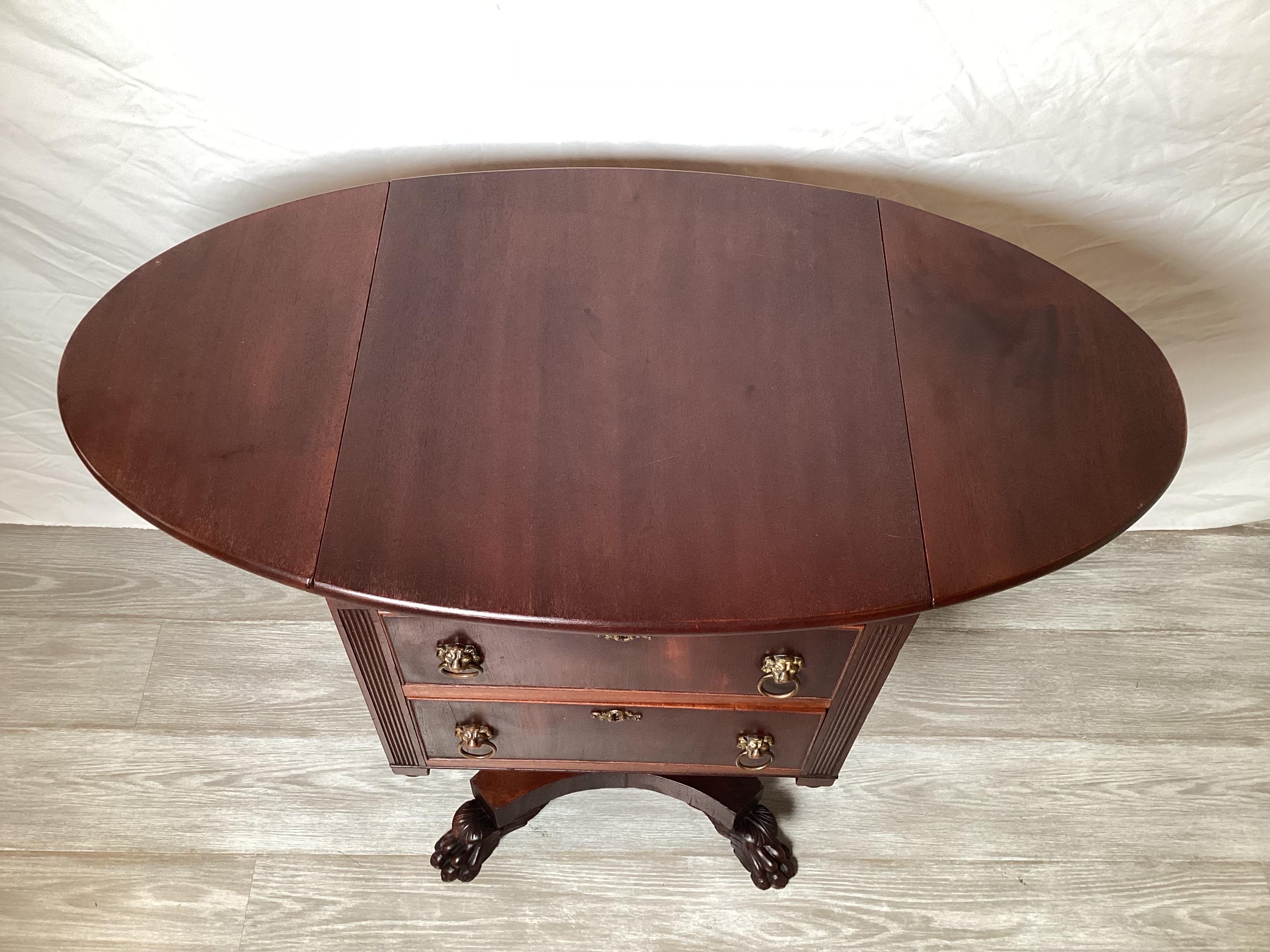 American Mid 19th Century Mahogany Drop Sided Work Table