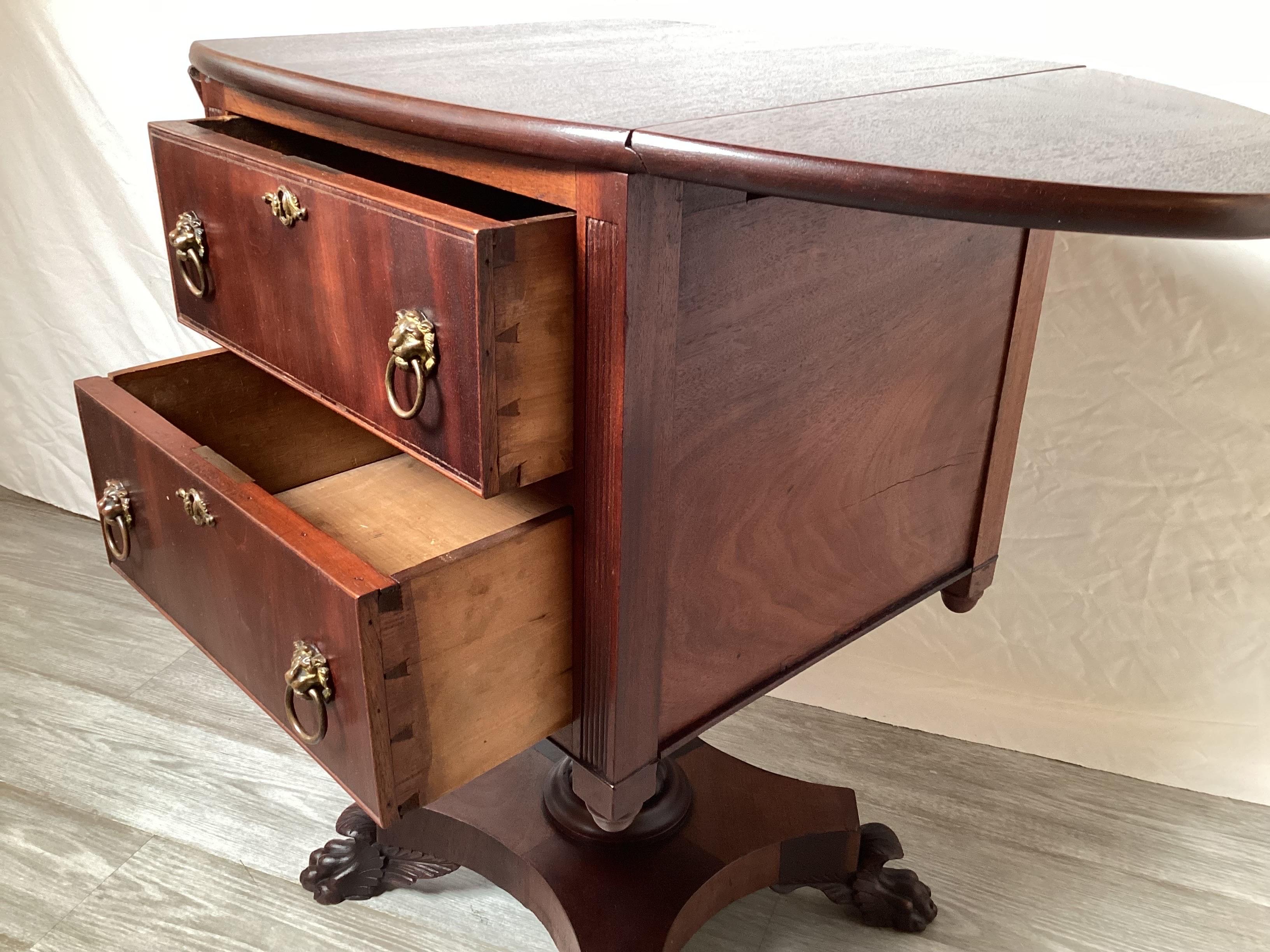 Hand-Crafted Mid 19th Century Mahogany Drop Sided Work Table