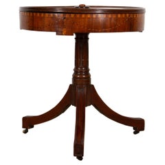 Mid 19th Century Mahogany Inlaid Drum Table