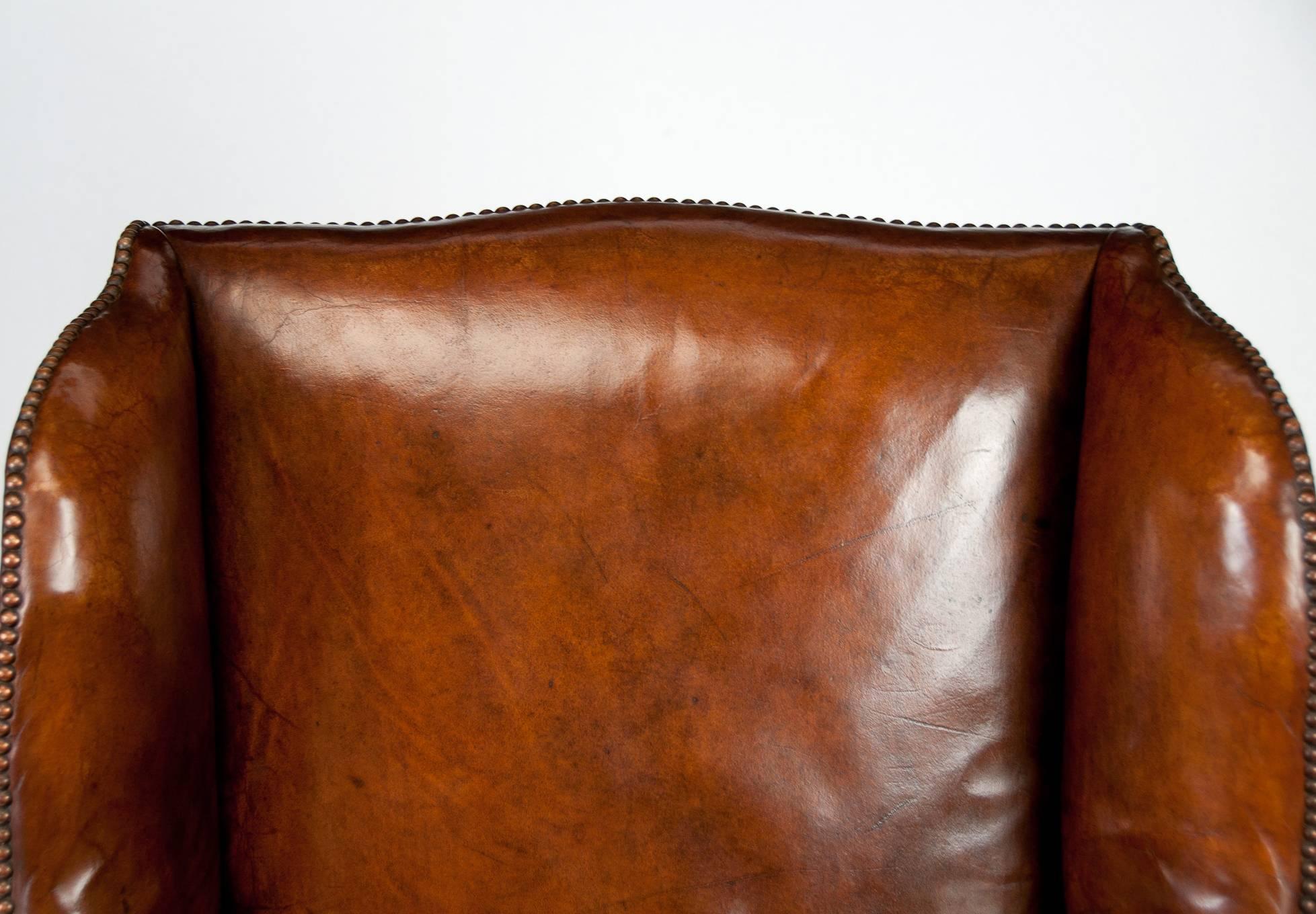 Mid-19th Century Mahogany Leather Wing Armchair 6
