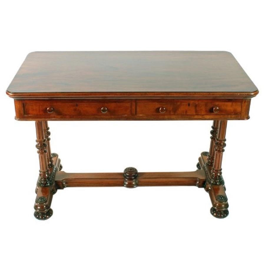 European Mid 19th Century Mahogany Library Table, 19th Century For Sale