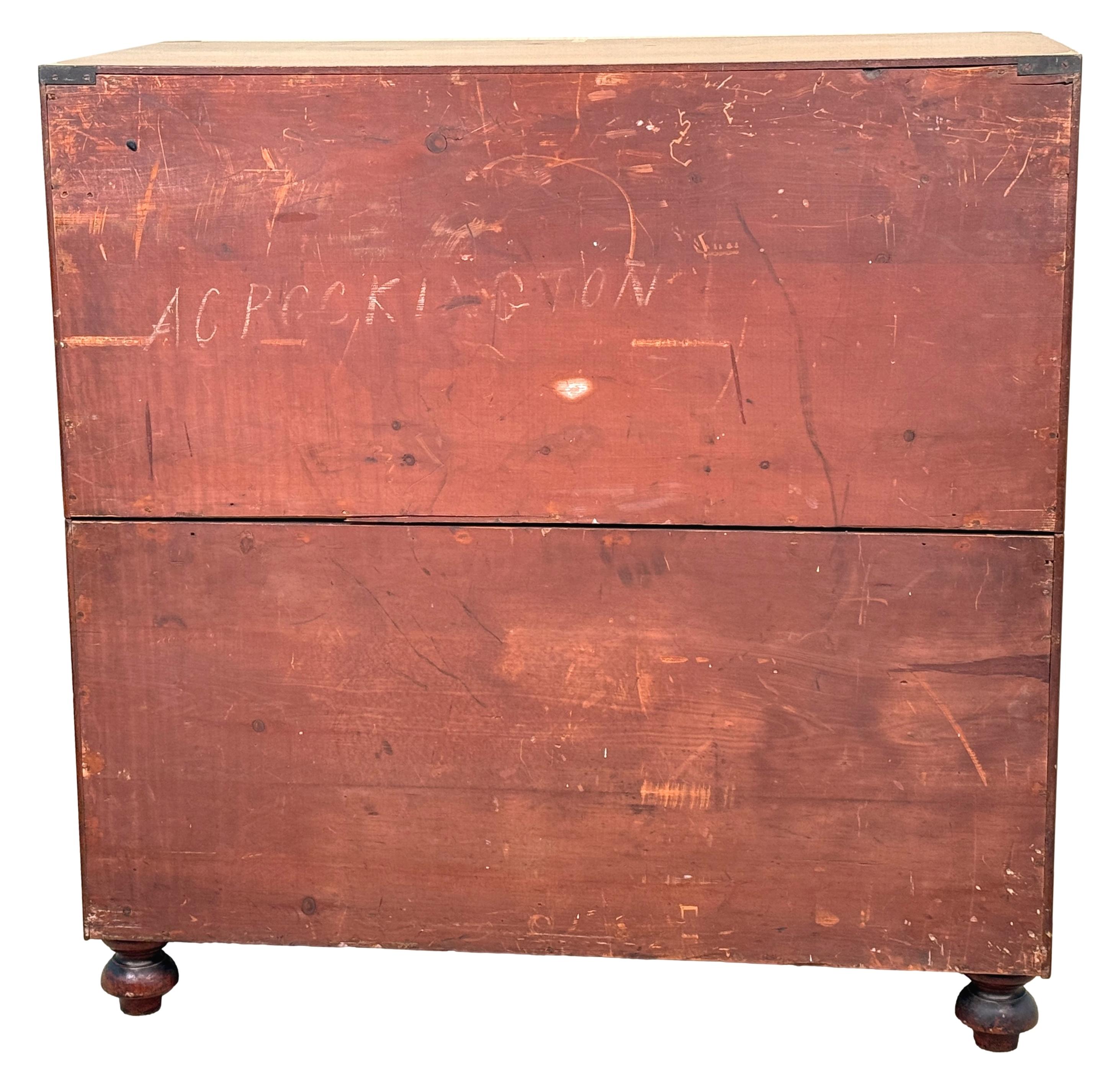 Mid 19th Century Mahogany Military Campaign Chest Of Drawers en vente 4