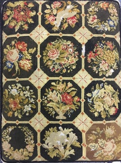 Mid-19th Century Mahogany, Needlepoint and Upholstered Ottoman
