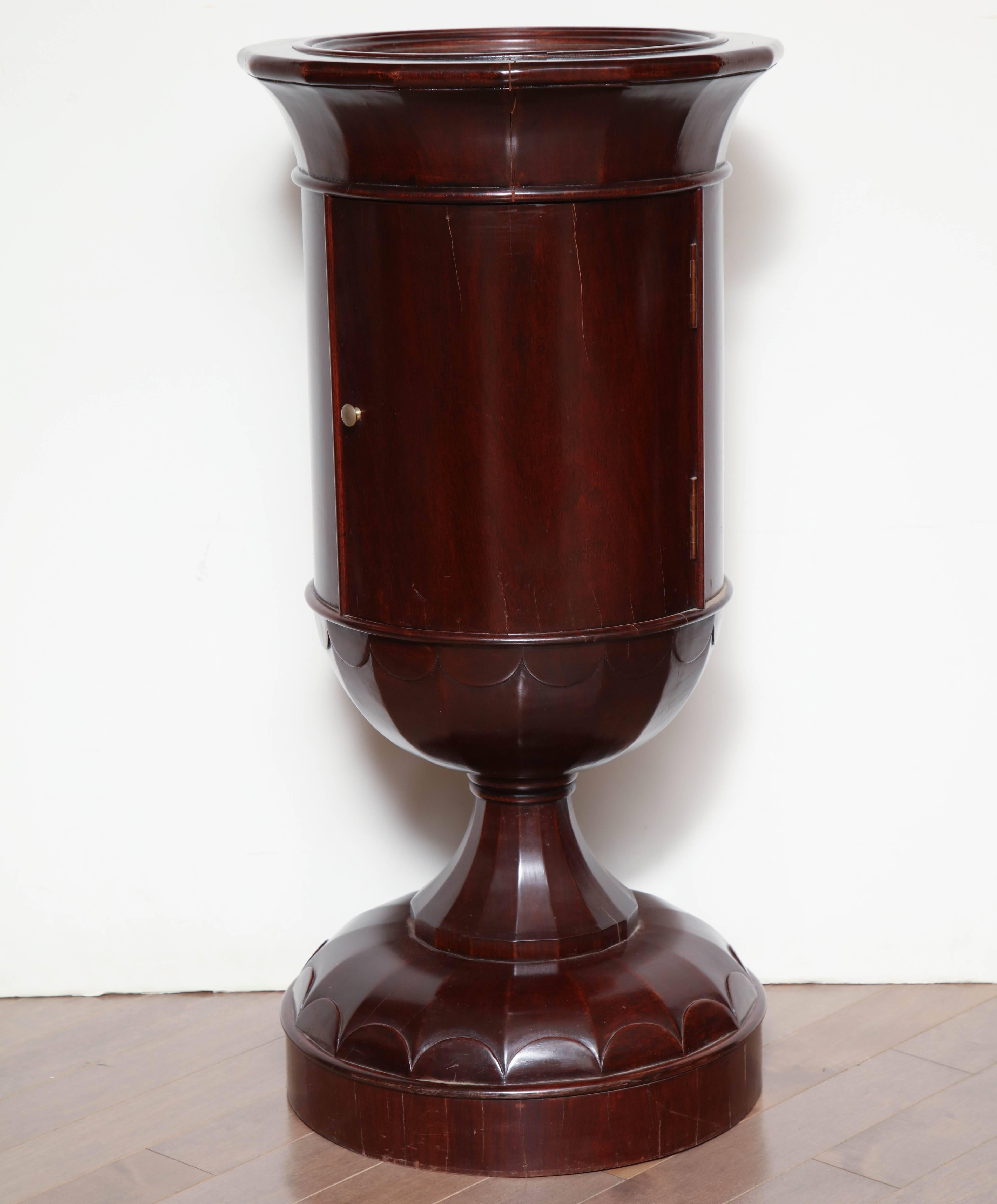 Mid-19th century mahogany pedestal table with marble insert top, in the Manner of Josef Danhauser.