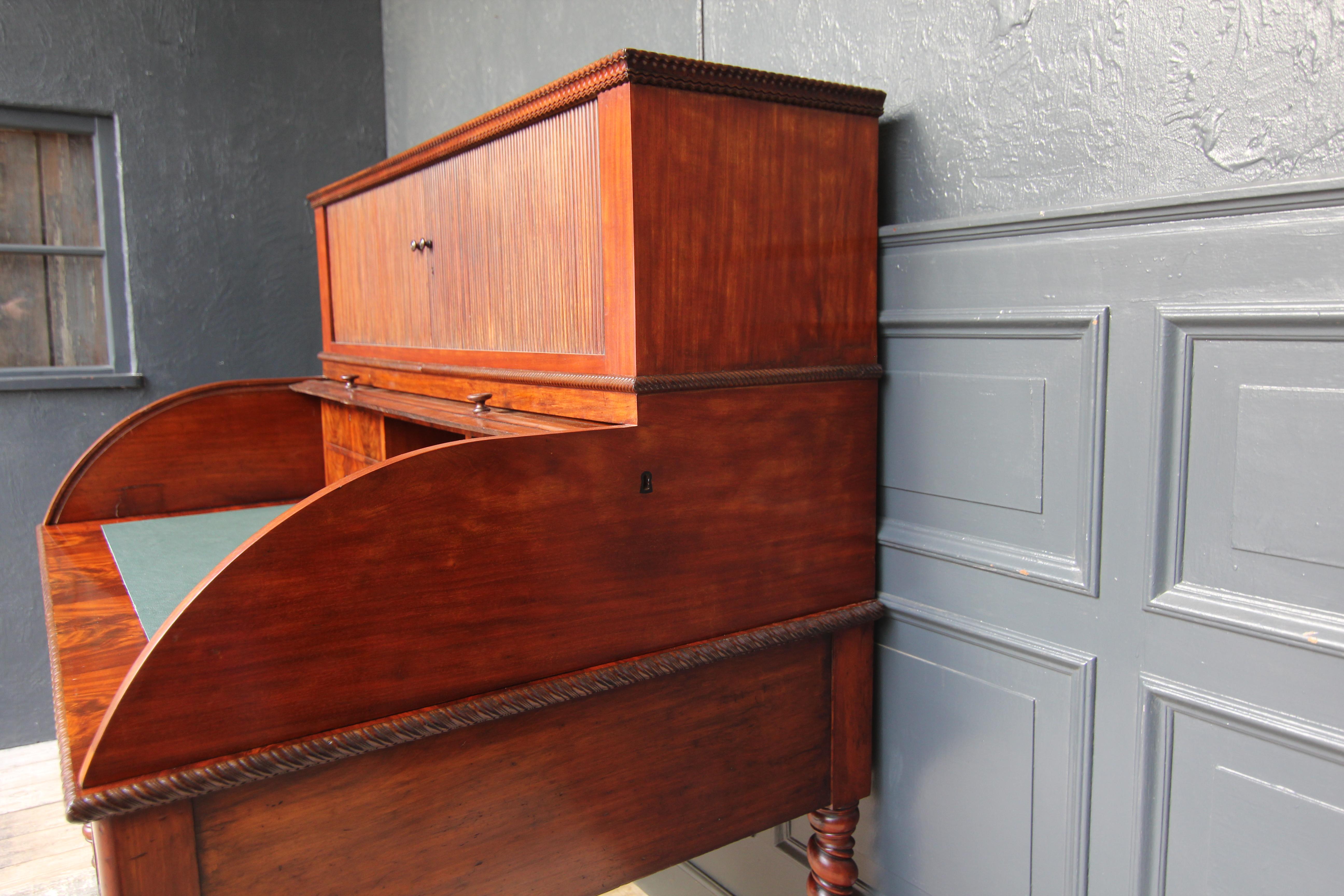 Mid 19th Century Mahogany Roll Top Writing Desk For Sale 7