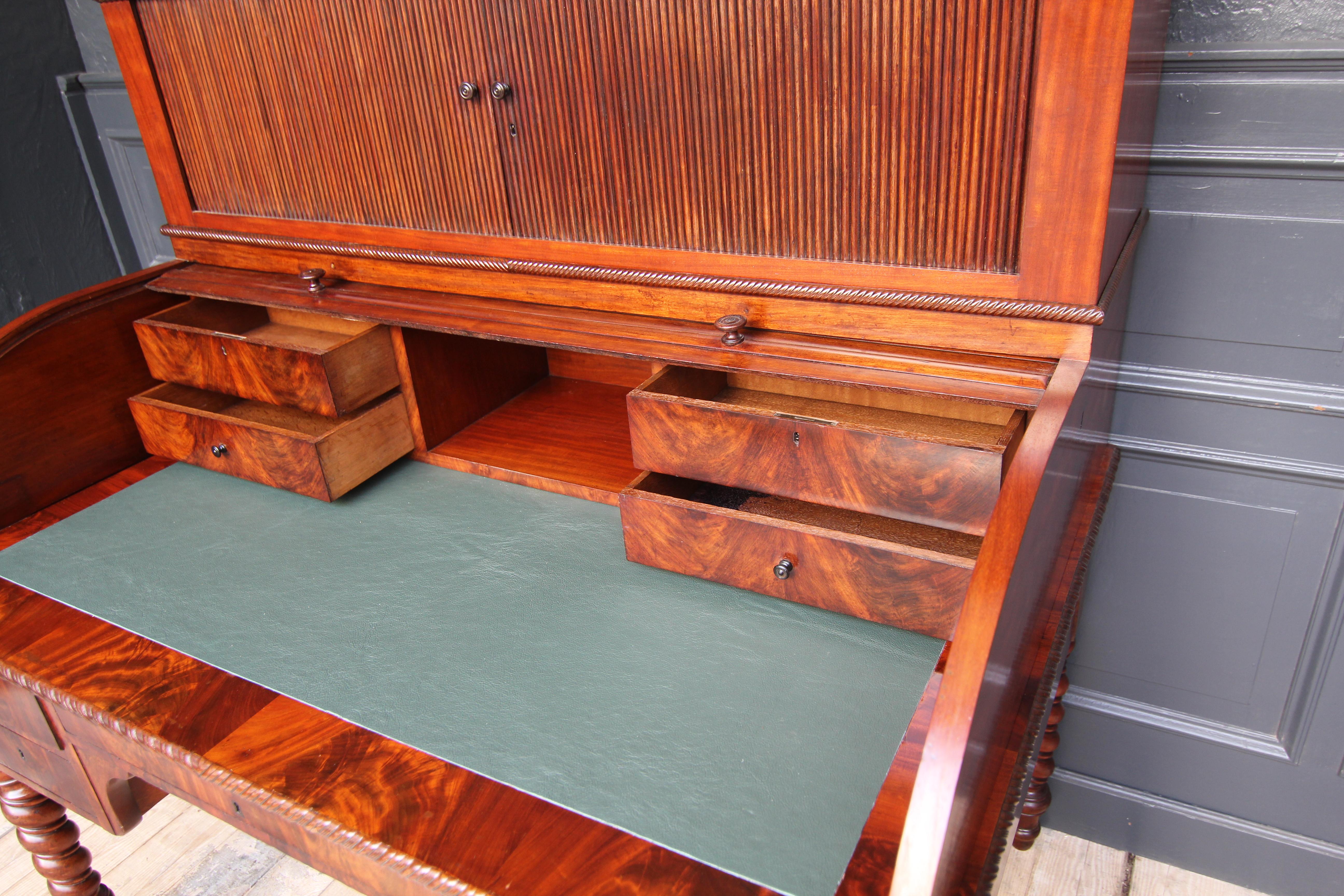 Mid 19th Century Mahogany Roll Top Writing Desk For Sale 11