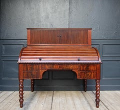 Mid 19th Century Mahogany Roll Top Writing Desk