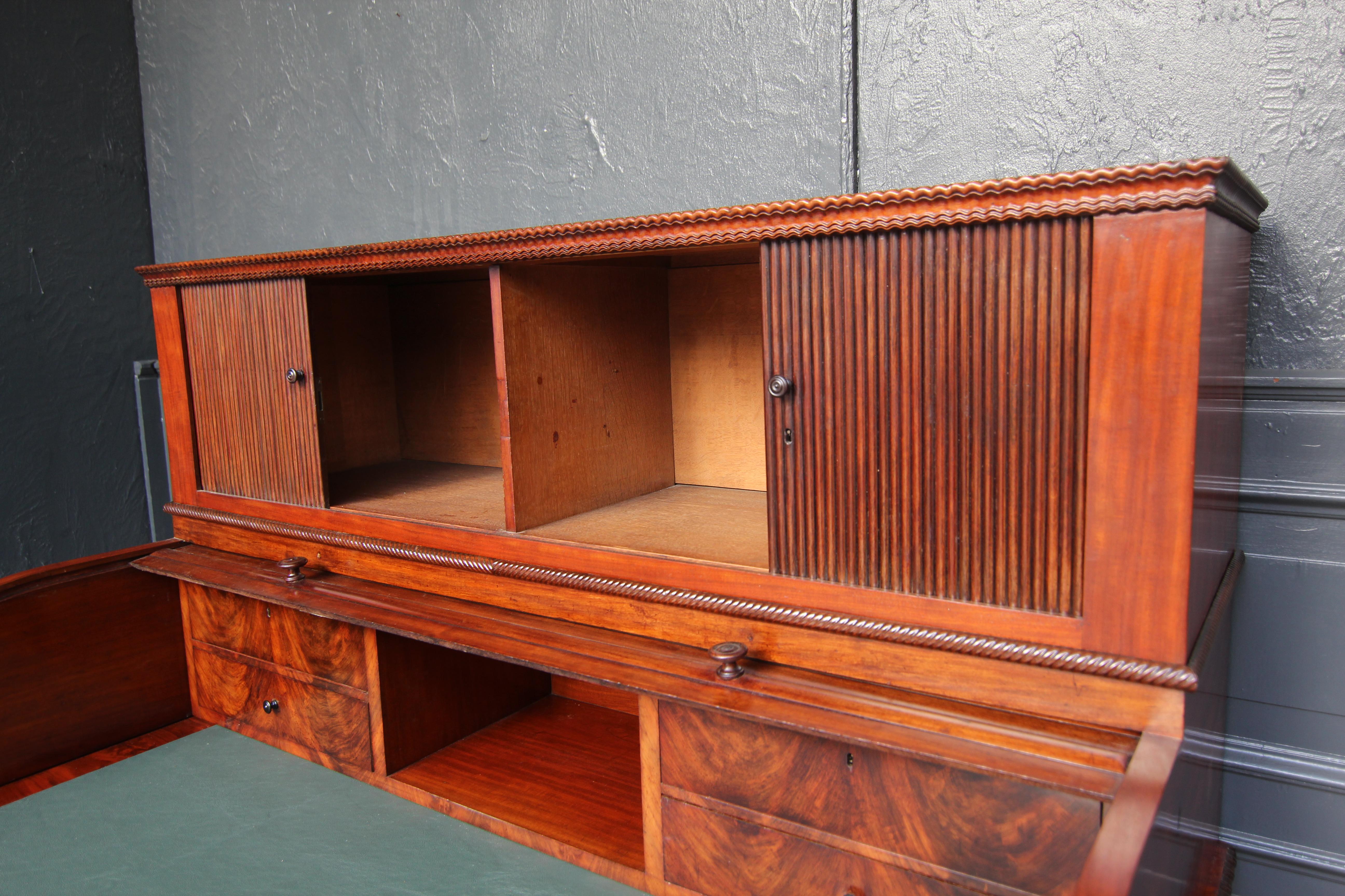 Mid 19th Century Mahogany Roll Top Writing Desk For Sale 12