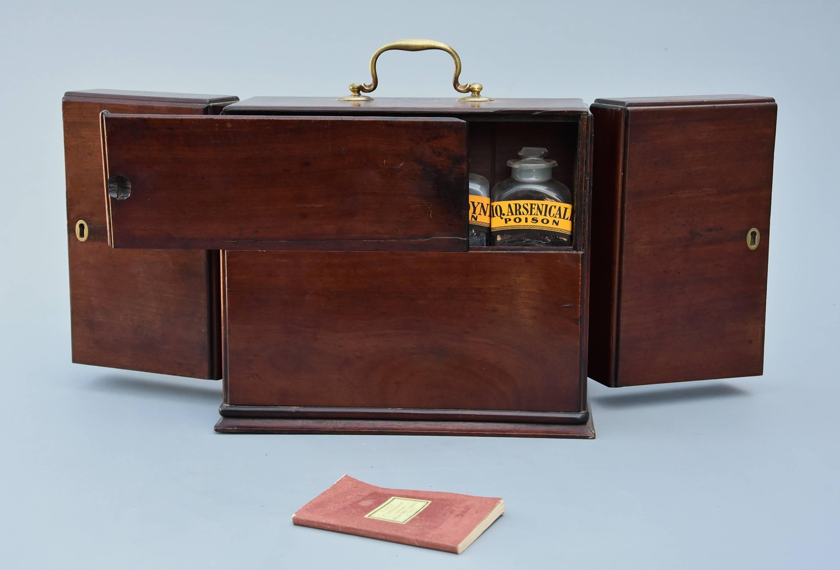 Glass Mid-19th Century Mahogany Travelling Apothecary Cabinet For Sale