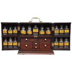 Used Mid-19th Century Mahogany Travelling Apothecary Cabinet