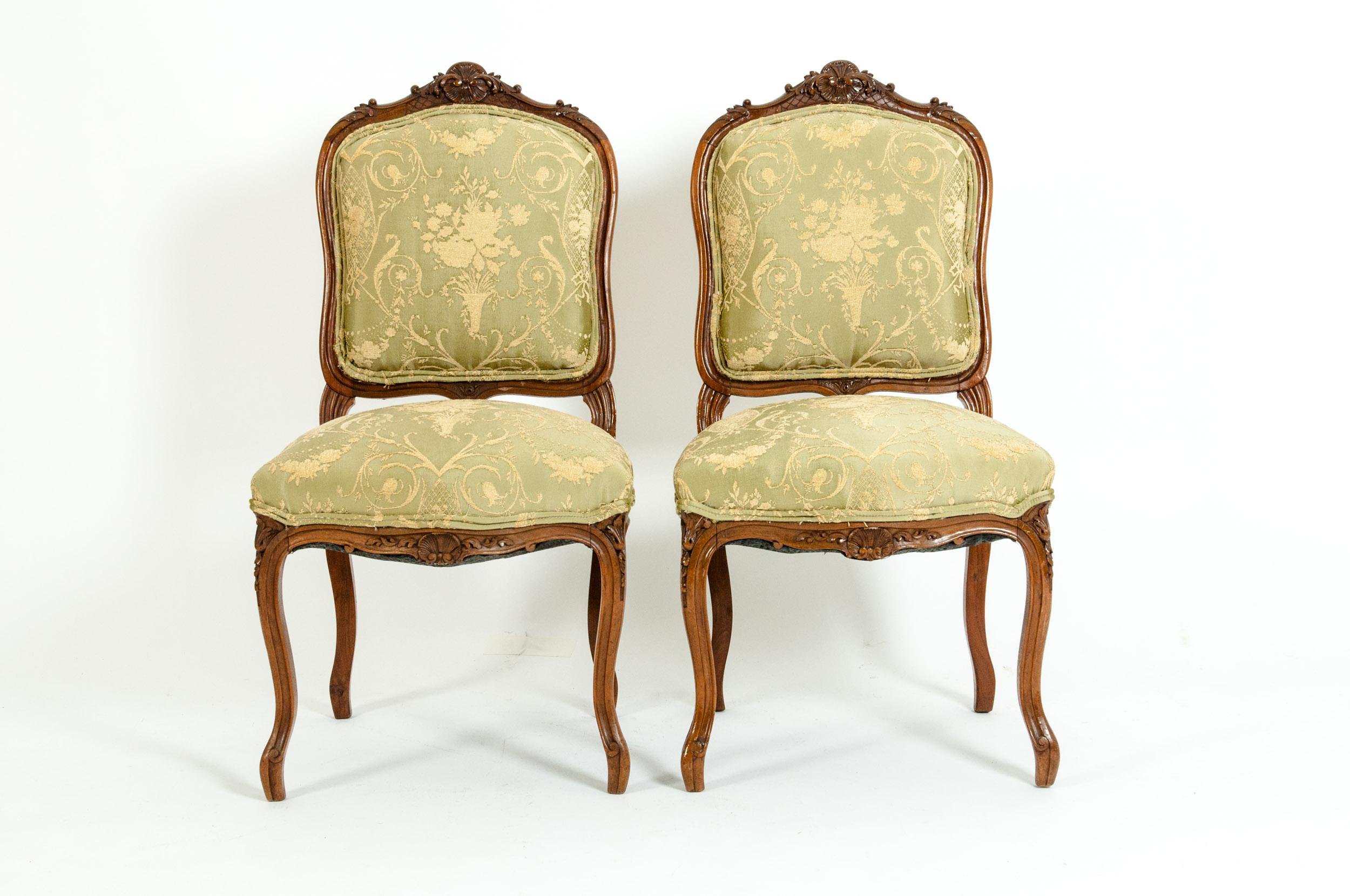English Mid-19th Century Mahogany Wood Frame Side Chairs