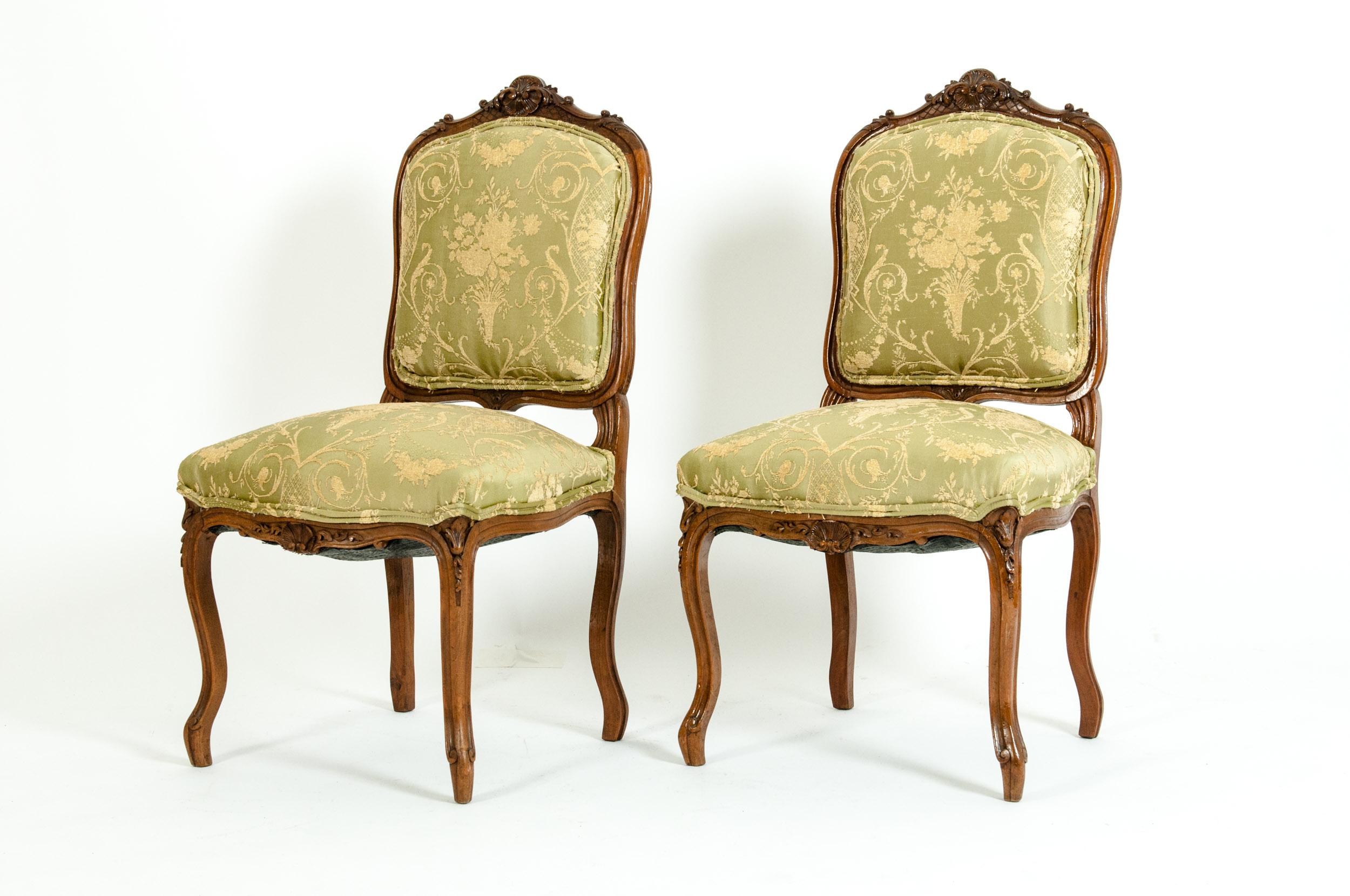 Upholstery Mid-19th Century Mahogany Wood Frame Side Chairs