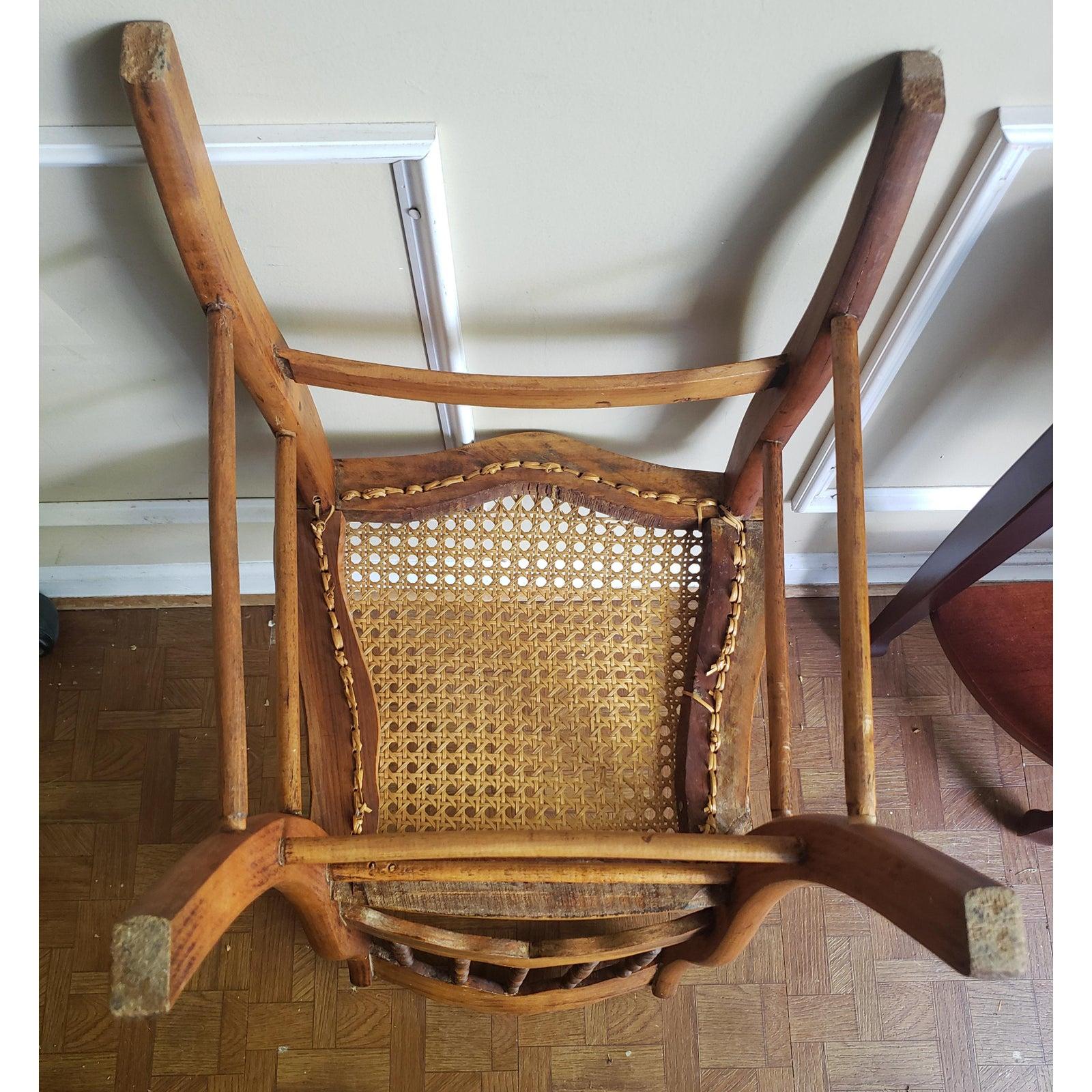 Mid 19th Century Maple Spindle Back Caned Seat Chair For Sale 2