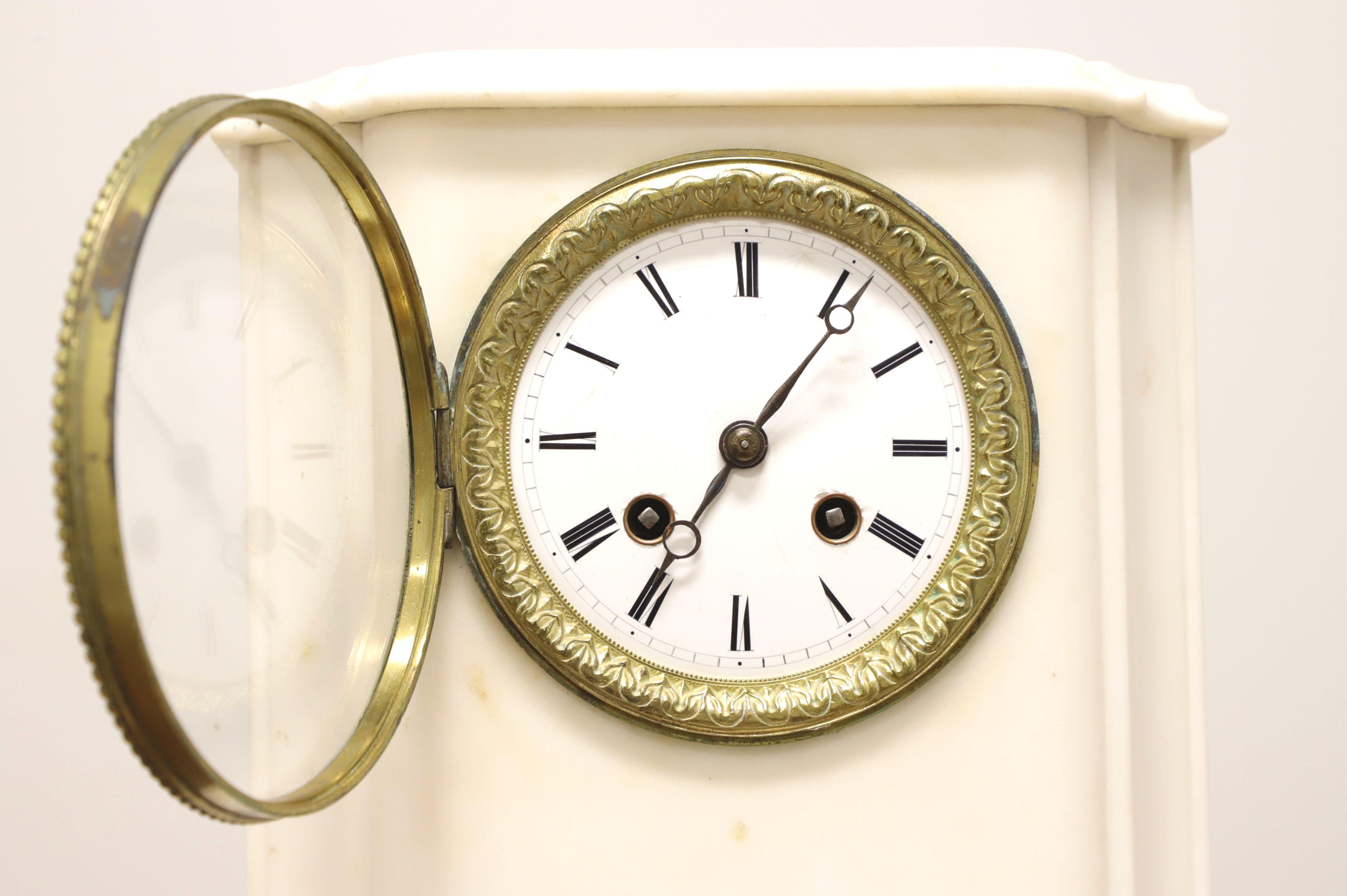 Antike Mitte des 19. Jahrhunderts Marmor Empire Chime Mantel Uhr im Angebot 2