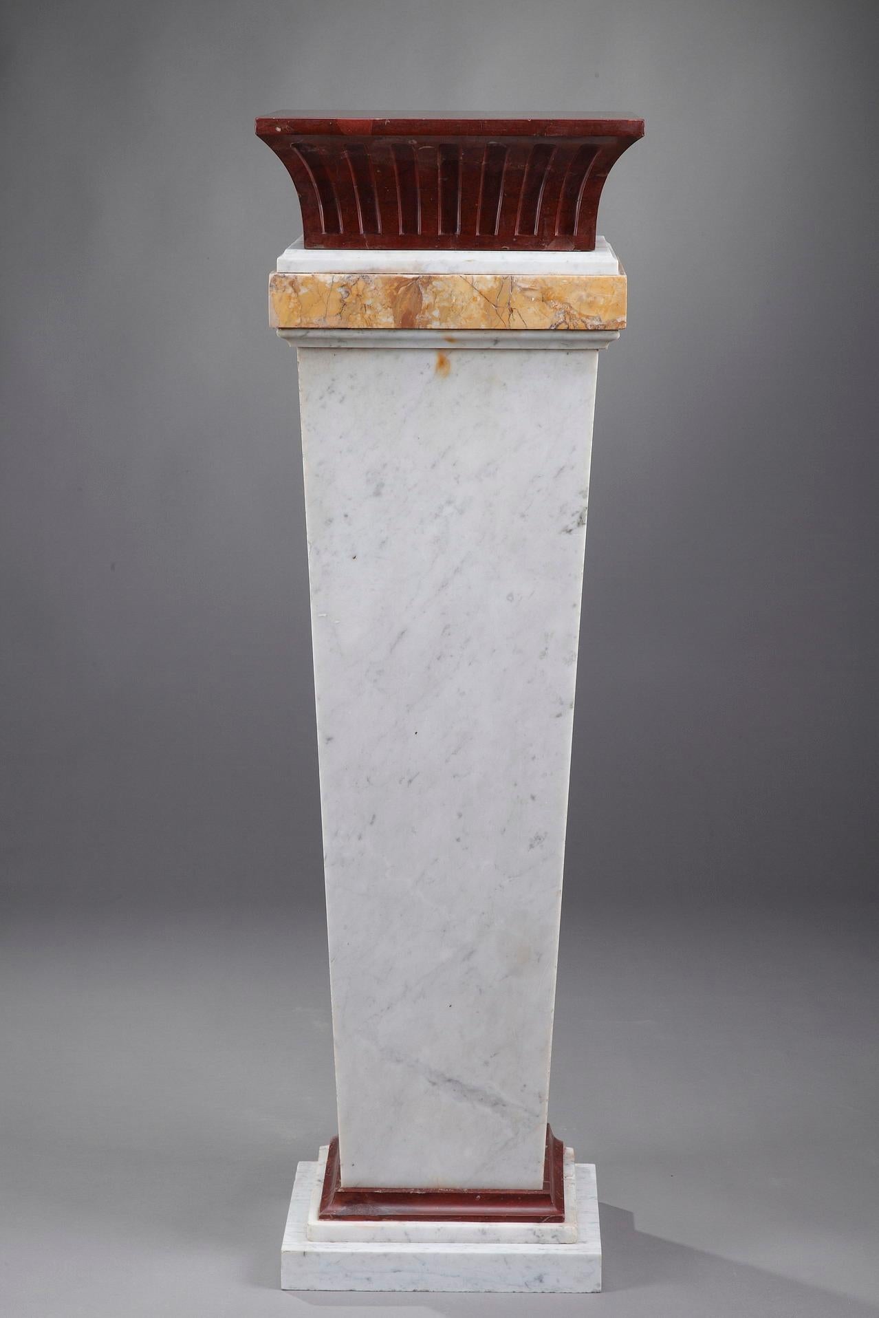 Griotte Marble Mid-19th Century Marble Pedestal Column For Sale