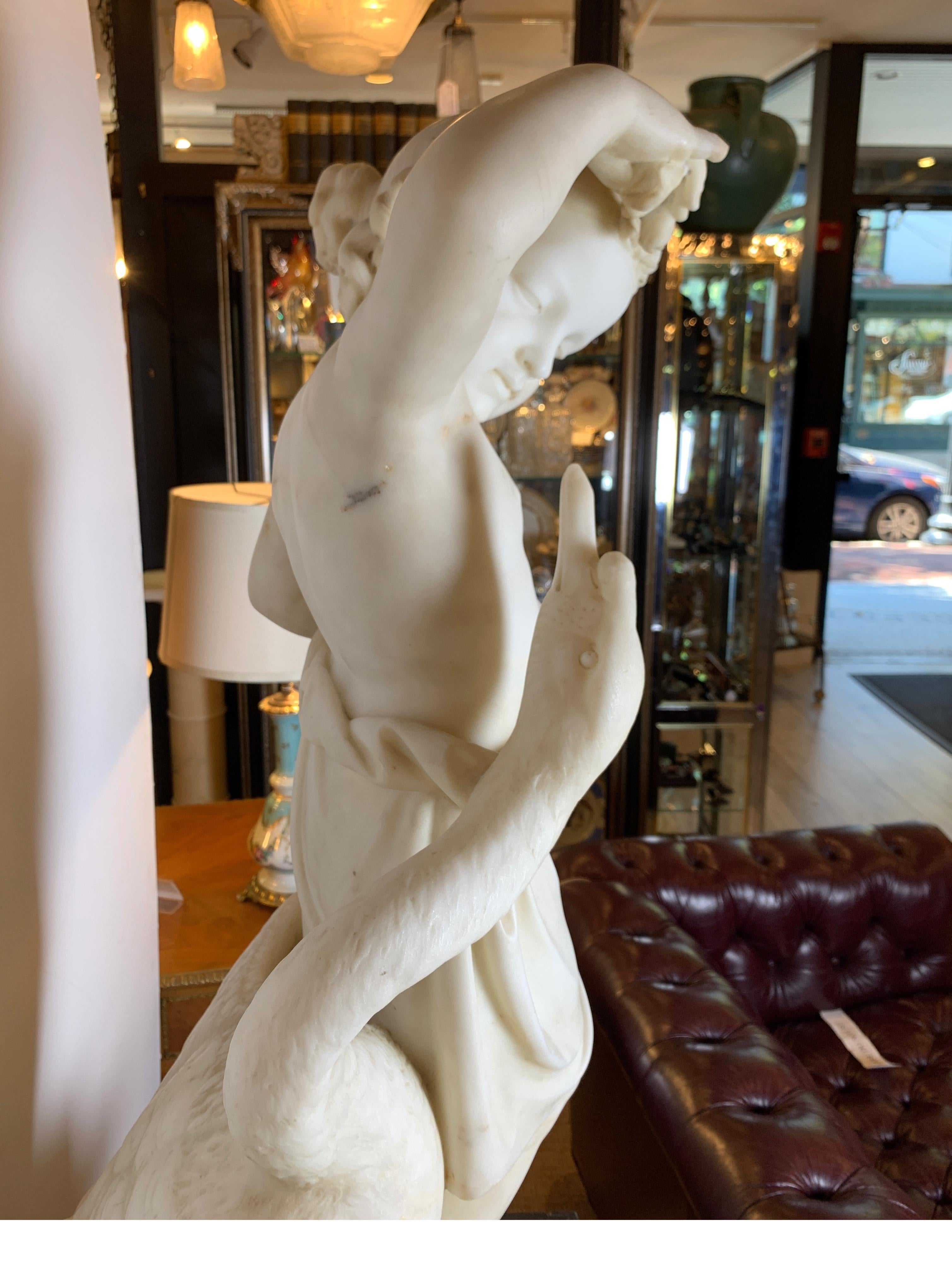 Mid-19th Century Marble Sculpture of a Young Leda and the Swan, Italy 5
