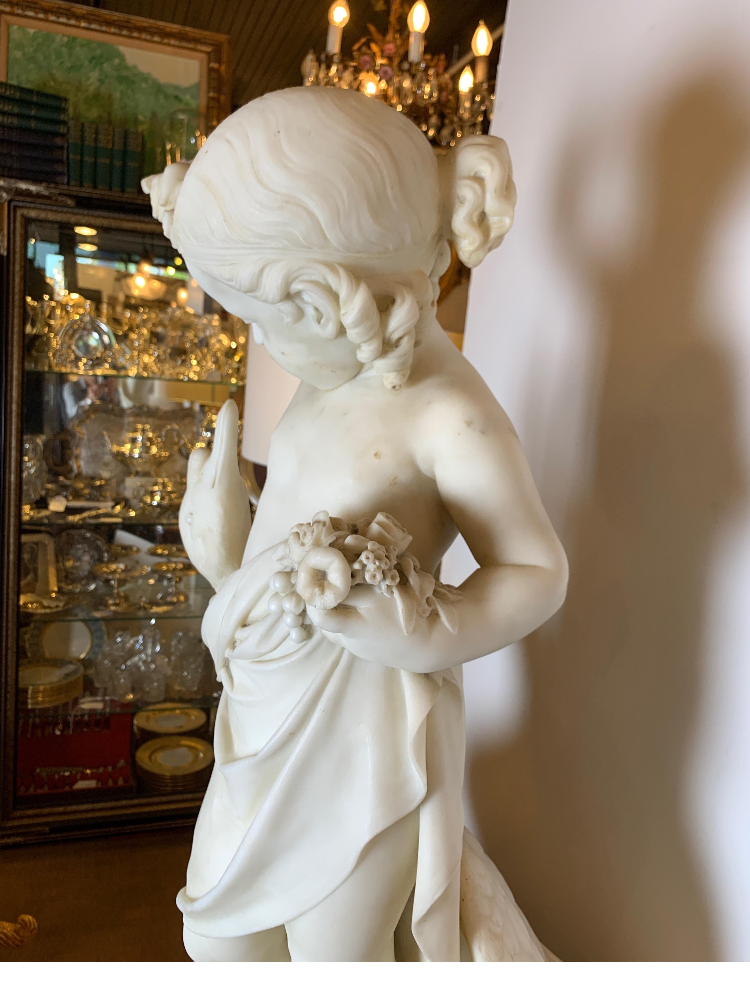 Mid-19th Century Marble Sculpture of a Young Leda and the Swan, Italy 6