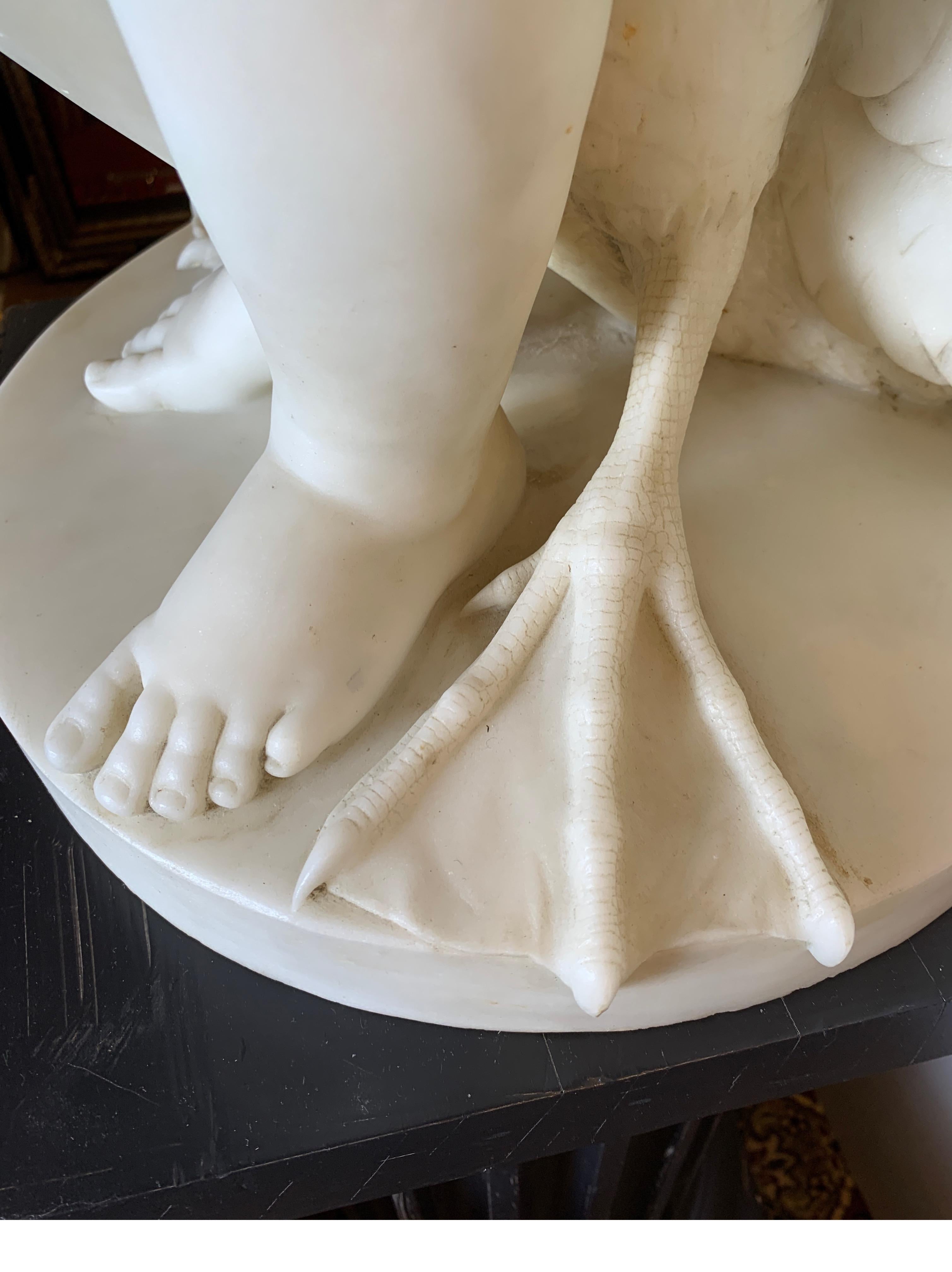 Mid-19th Century Marble Sculpture of a Young Leda and the Swan, Italy 10