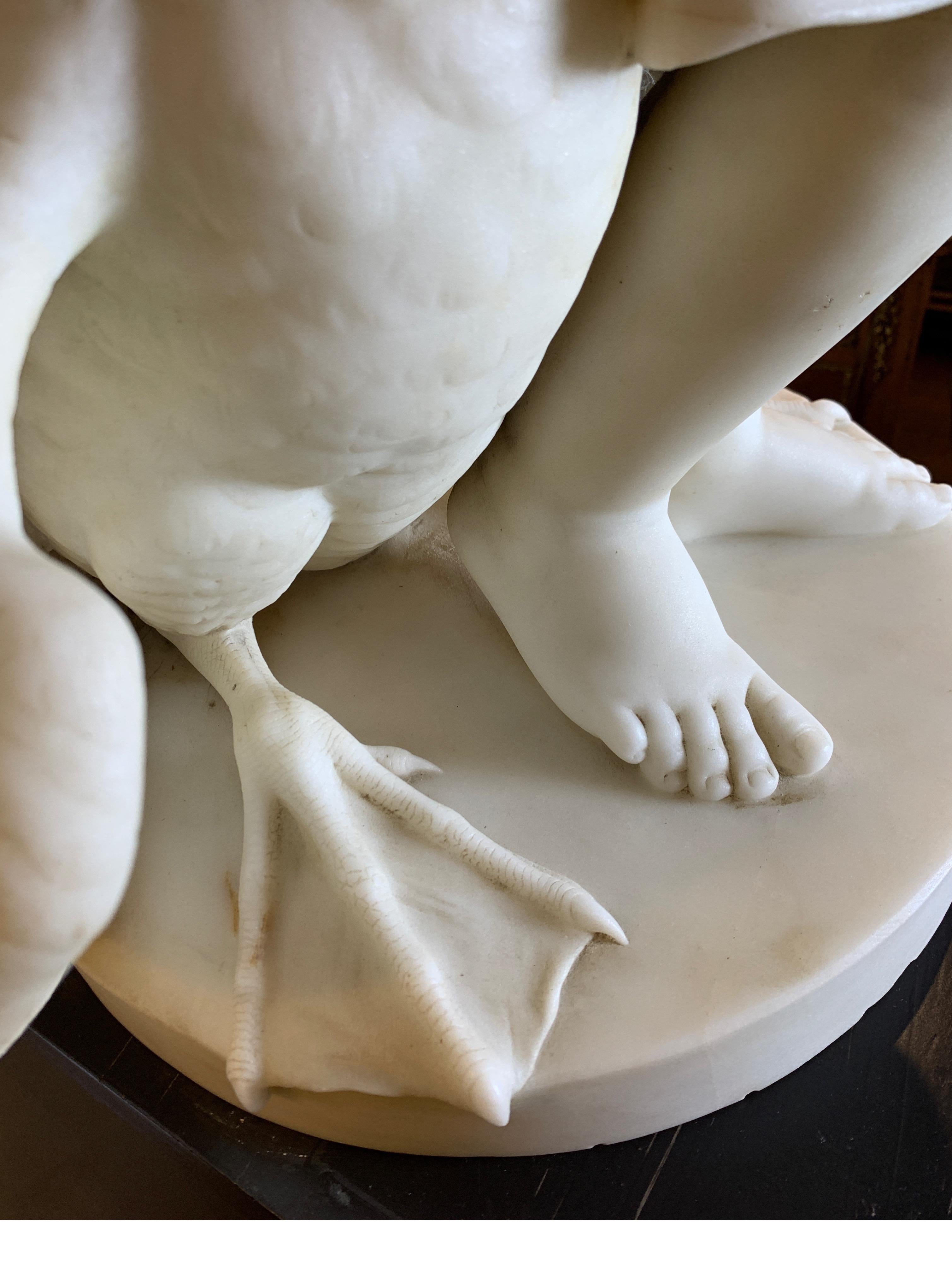 Mid-19th Century Marble Sculpture of a Young Leda and the Swan, Italy 15