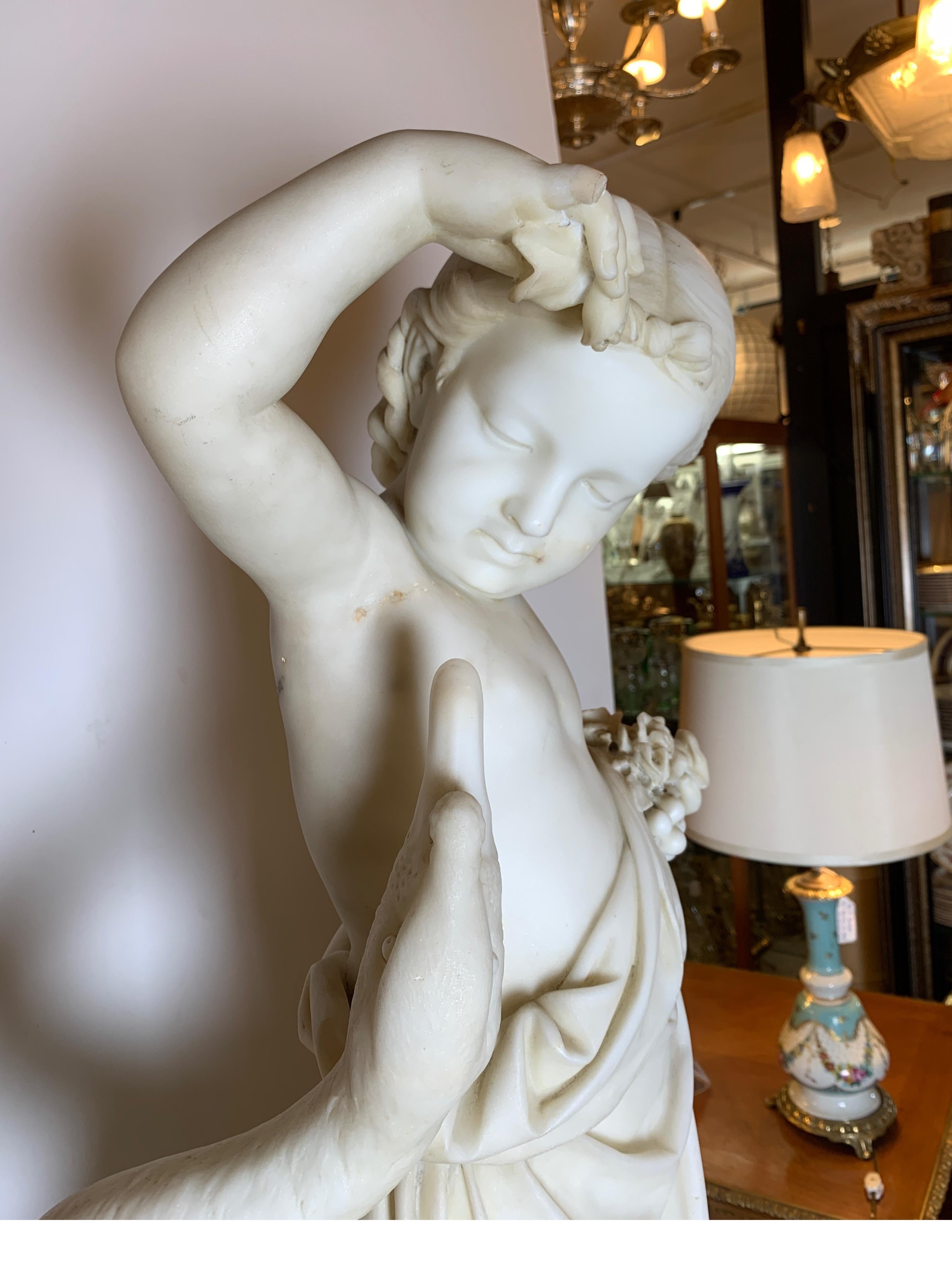 Mid-19th Century Marble Sculpture of a Young Leda and the Swan, Italy 2