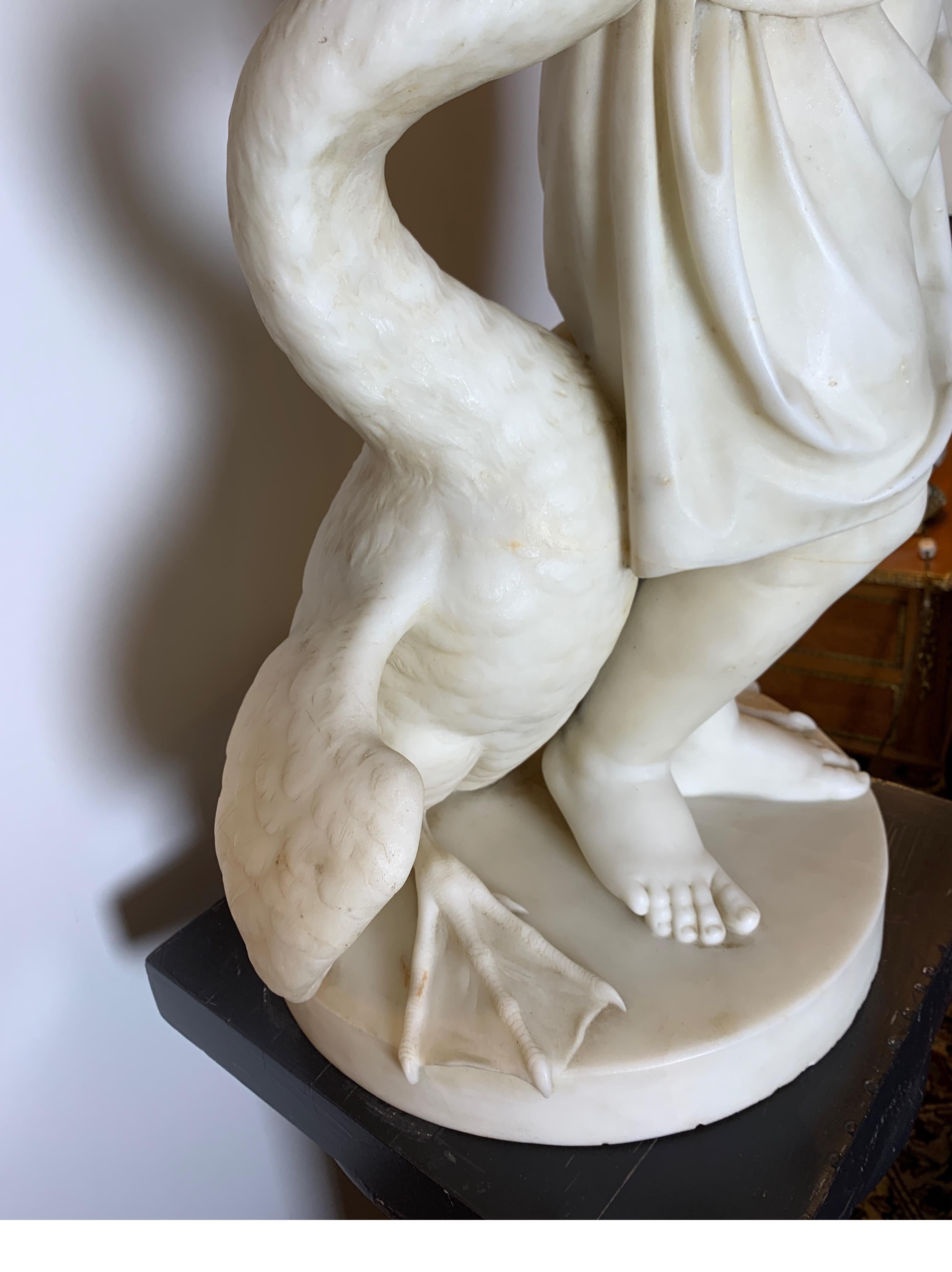 Mid-19th Century Marble Sculpture of a Young Leda and the Swan, Italy 3