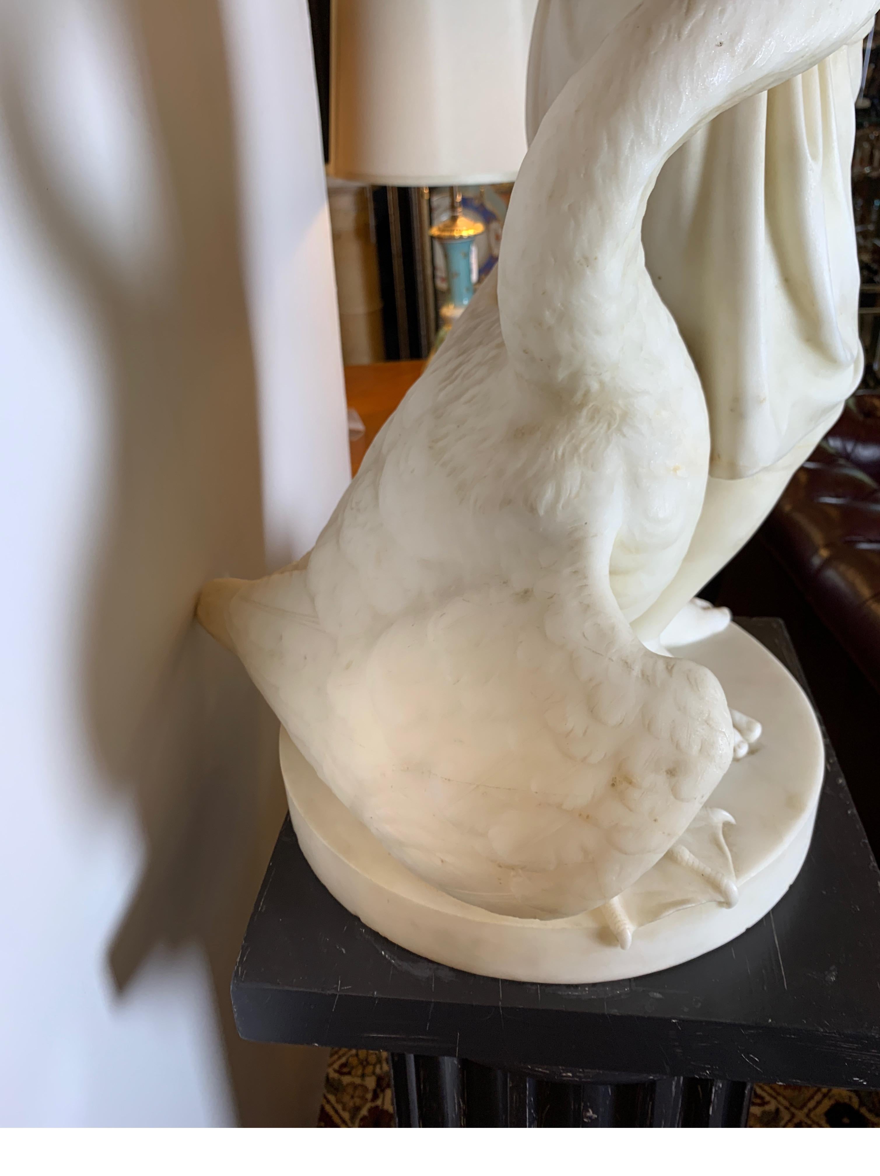 Mid-19th Century Marble Sculpture of a Young Leda and the Swan, Italy 4