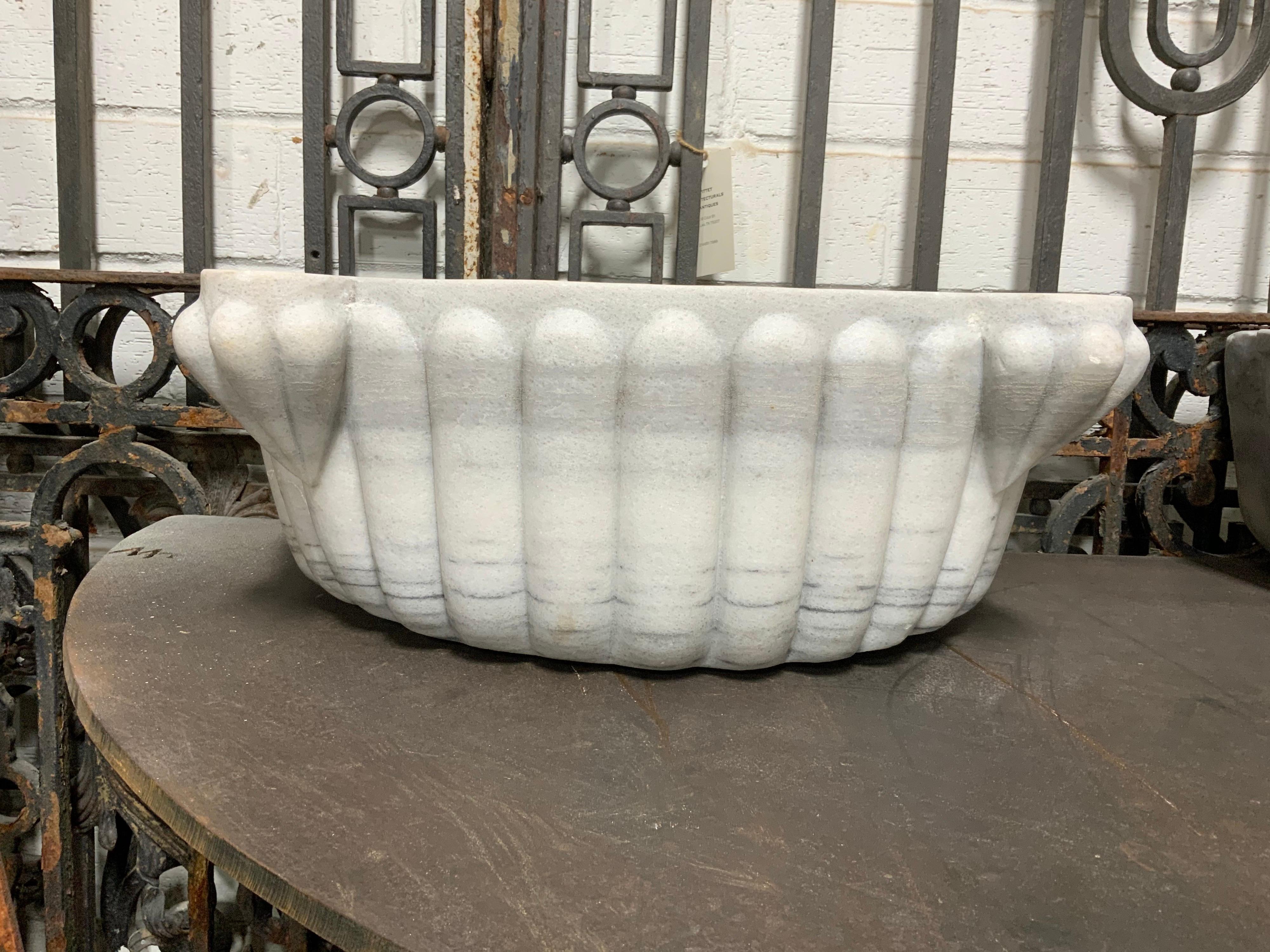 This marble sink origins from Greece, circa 1850.

Beautiful lines between the stone.

If purchased we can drill and fit a drain for this item. However it will need to be sent to us.