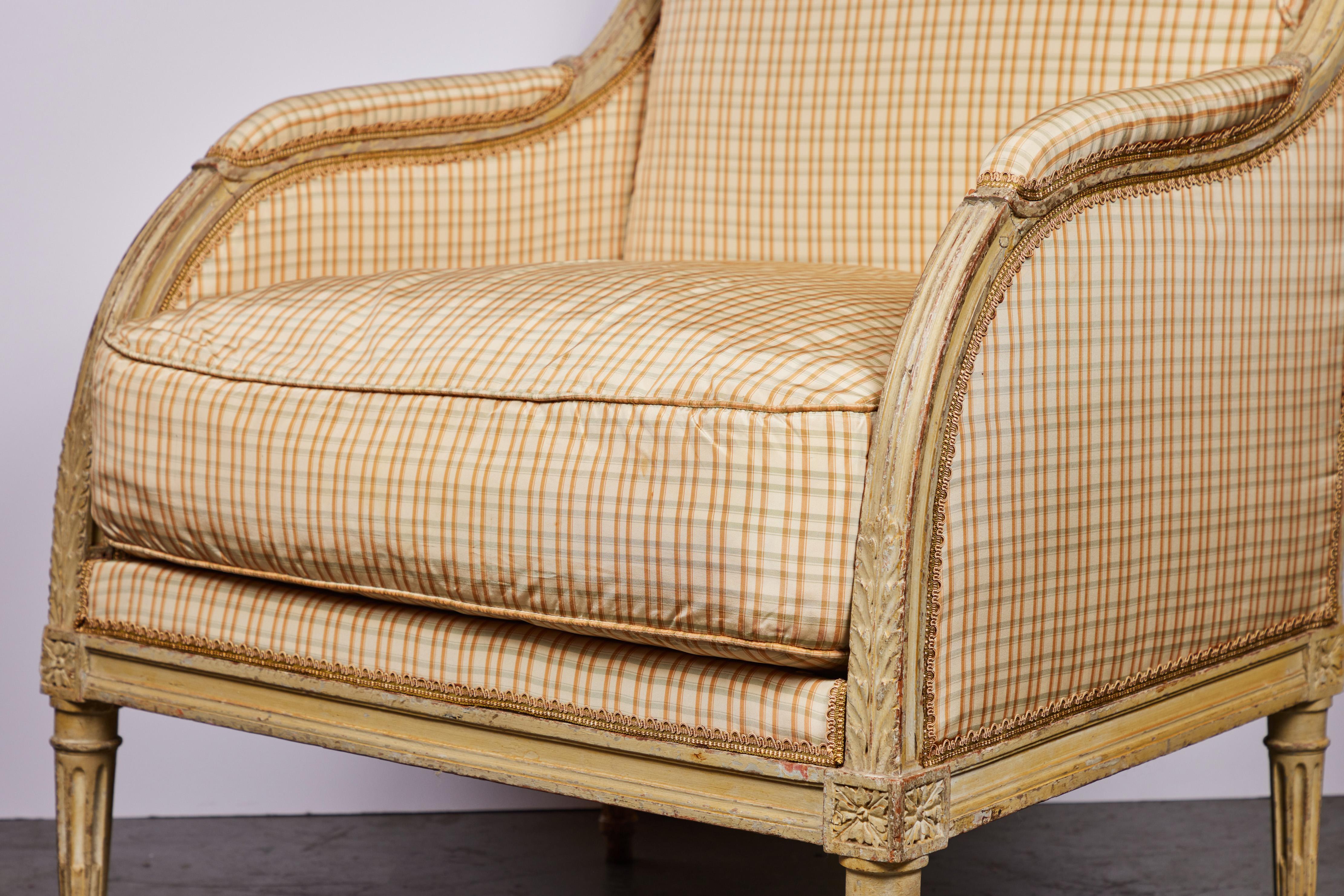 Silk Mid 19th Century Marquis Chair