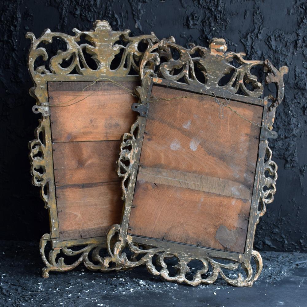 Mid-19th Century Matched Pair of Hand Carved Pine Mirrors For Sale 5