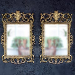 Mid-19th Century Matched Pair of Hand Carved Pine Mirrors