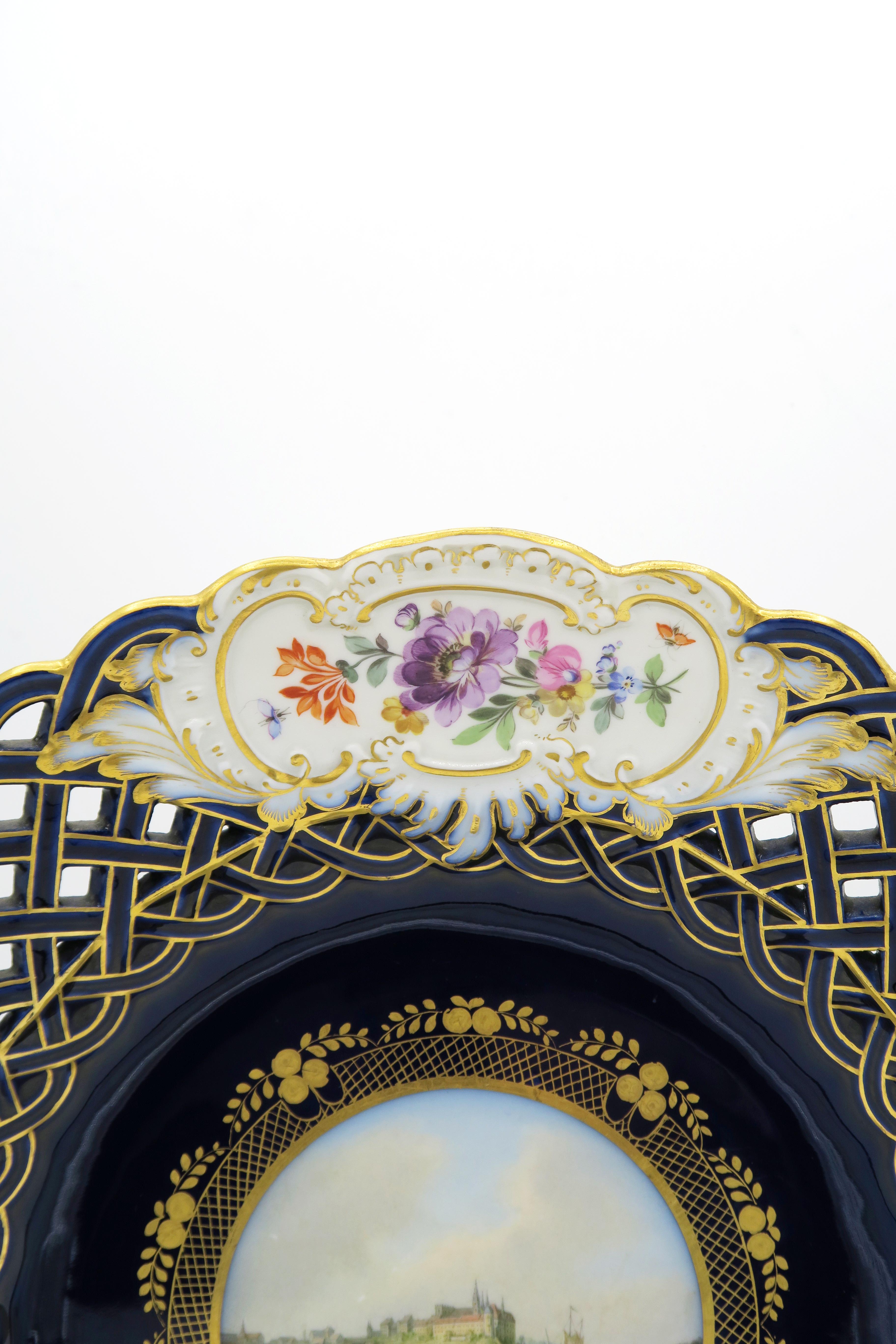 Hand-Painted Mid-19th Century Meissen Landscape Dekorative Plate For Sale