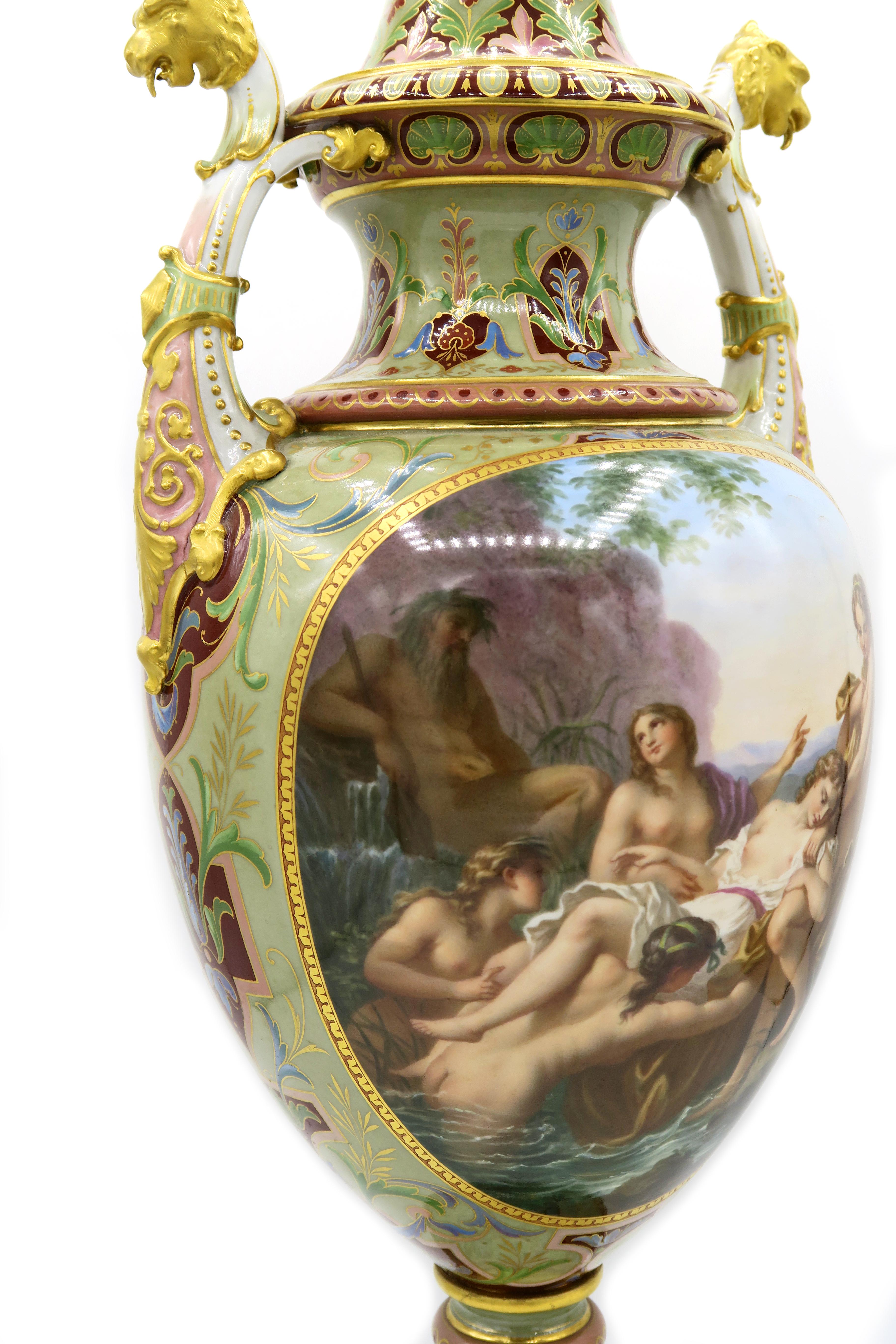 Hand-Painted Mid-19th Century Meissen Magnificent Vase Model by E.A. Leuteritz For Sale