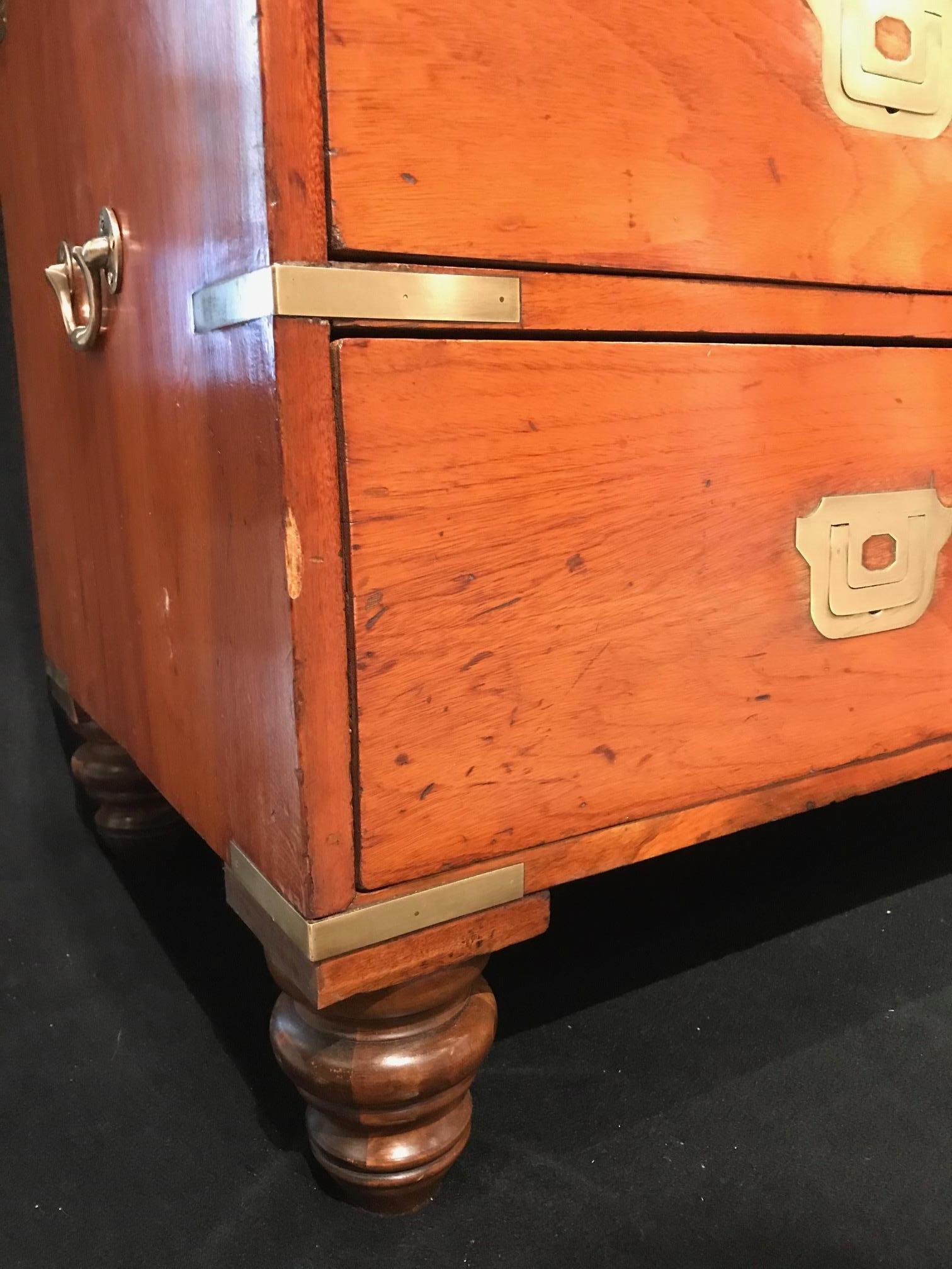 Mid 19th Century Military Champaign Chest, Camphor Wood & Original Brass 2