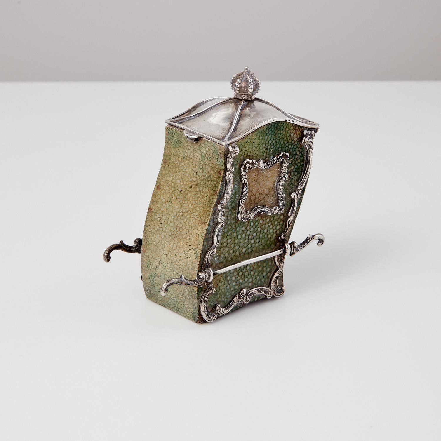 Antique Miniature Shagreen & Silver Tea Caddy France Circa 1840  For Sale 1