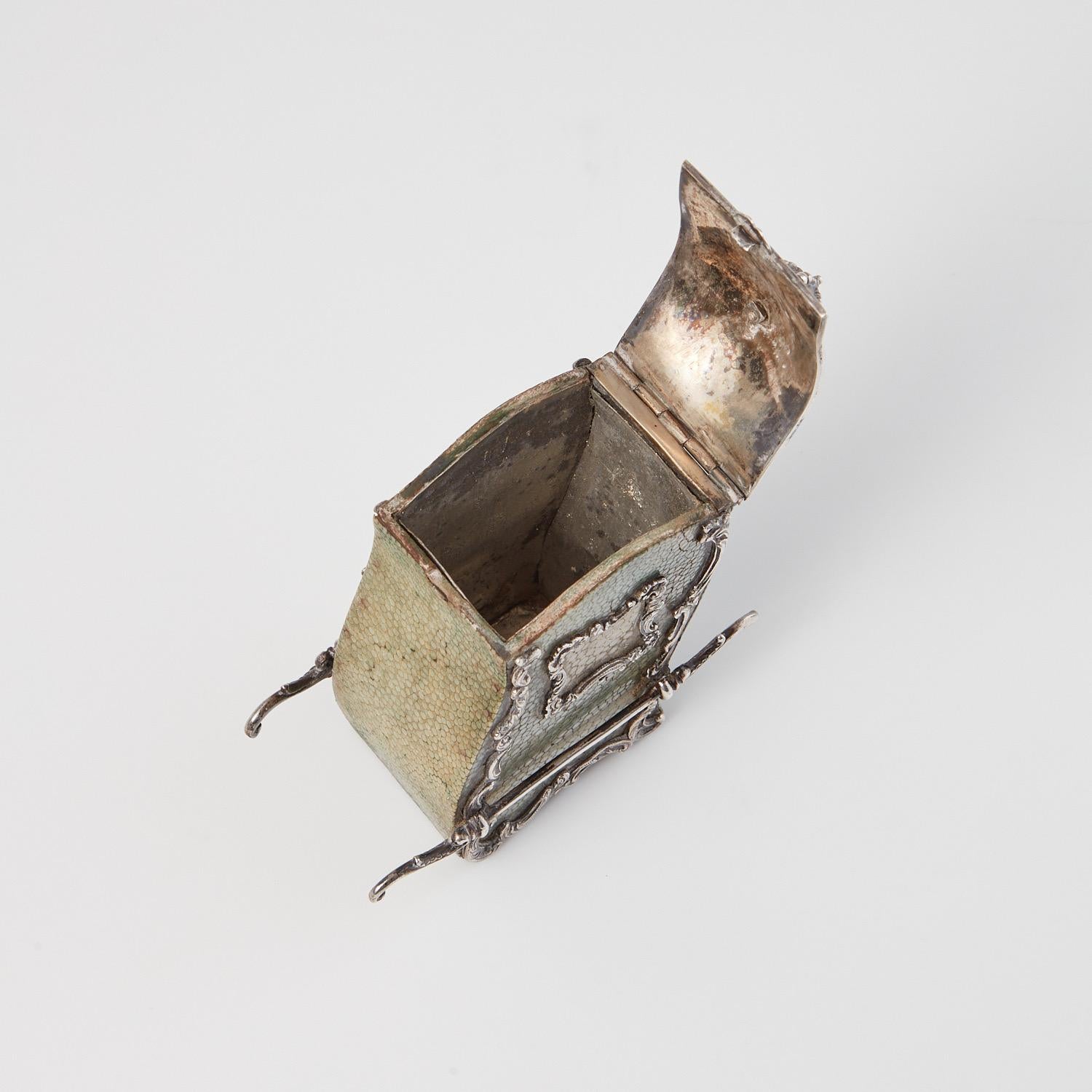 Antique Miniature Shagreen & Silver Tea Caddy France Circa 1840  For Sale 2