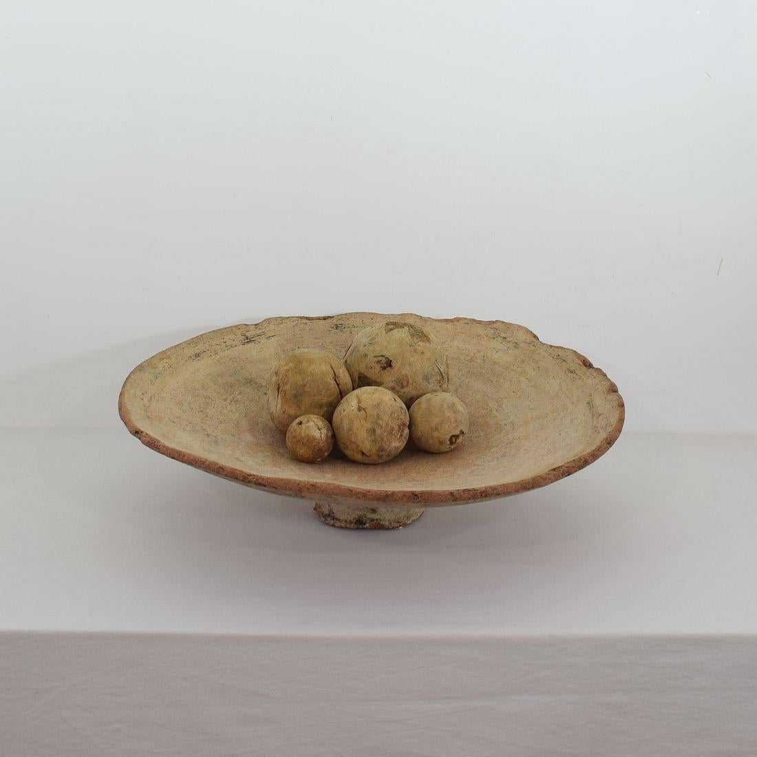 Beautiful weathered Moroccan terracotta couscous/bread bowl. Highly decorative.
Morocco mid-19th century, weathered and small losses.