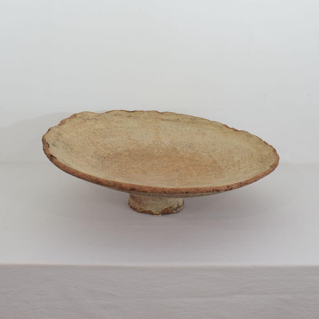 Primitive Mid-19th Century Moroccan Terracotta Couscous / Bread Bowl