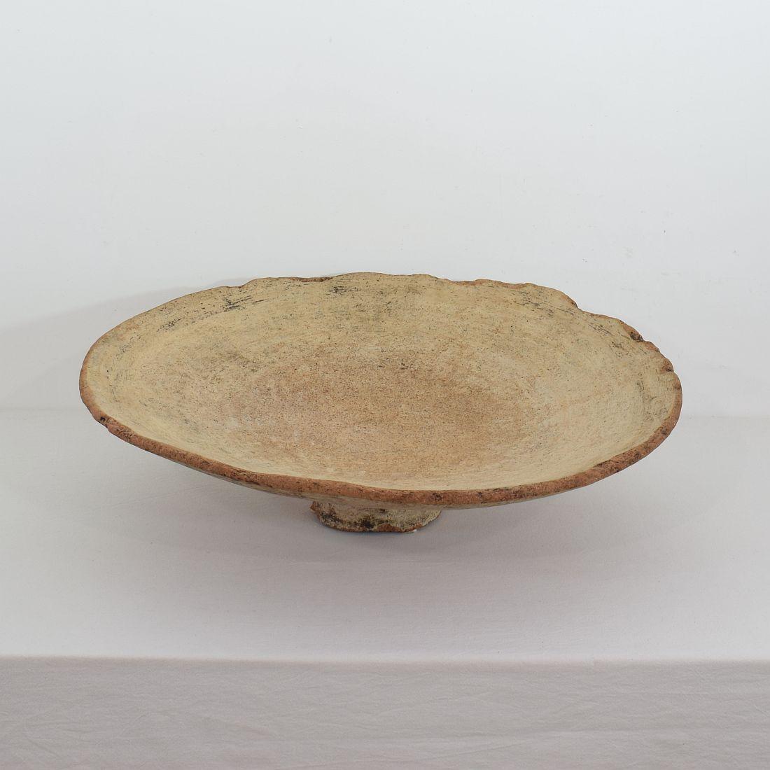 Hand-Crafted Mid-19th Century Moroccan Terracotta Couscous / Bread Bowl