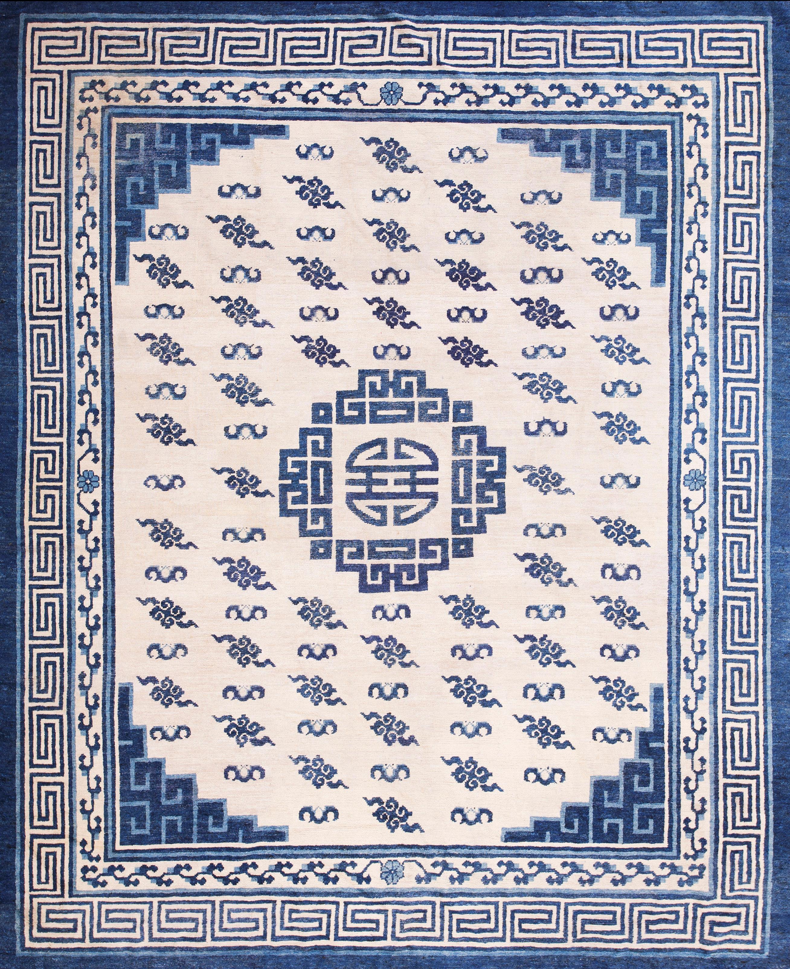 Alfombra mongola china de mediados del siglo XIX ( 8'2" x 9'6" - 250 x 290 )