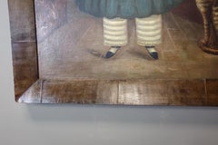 Mid-19th Century Naive Girl and Cat Portrait