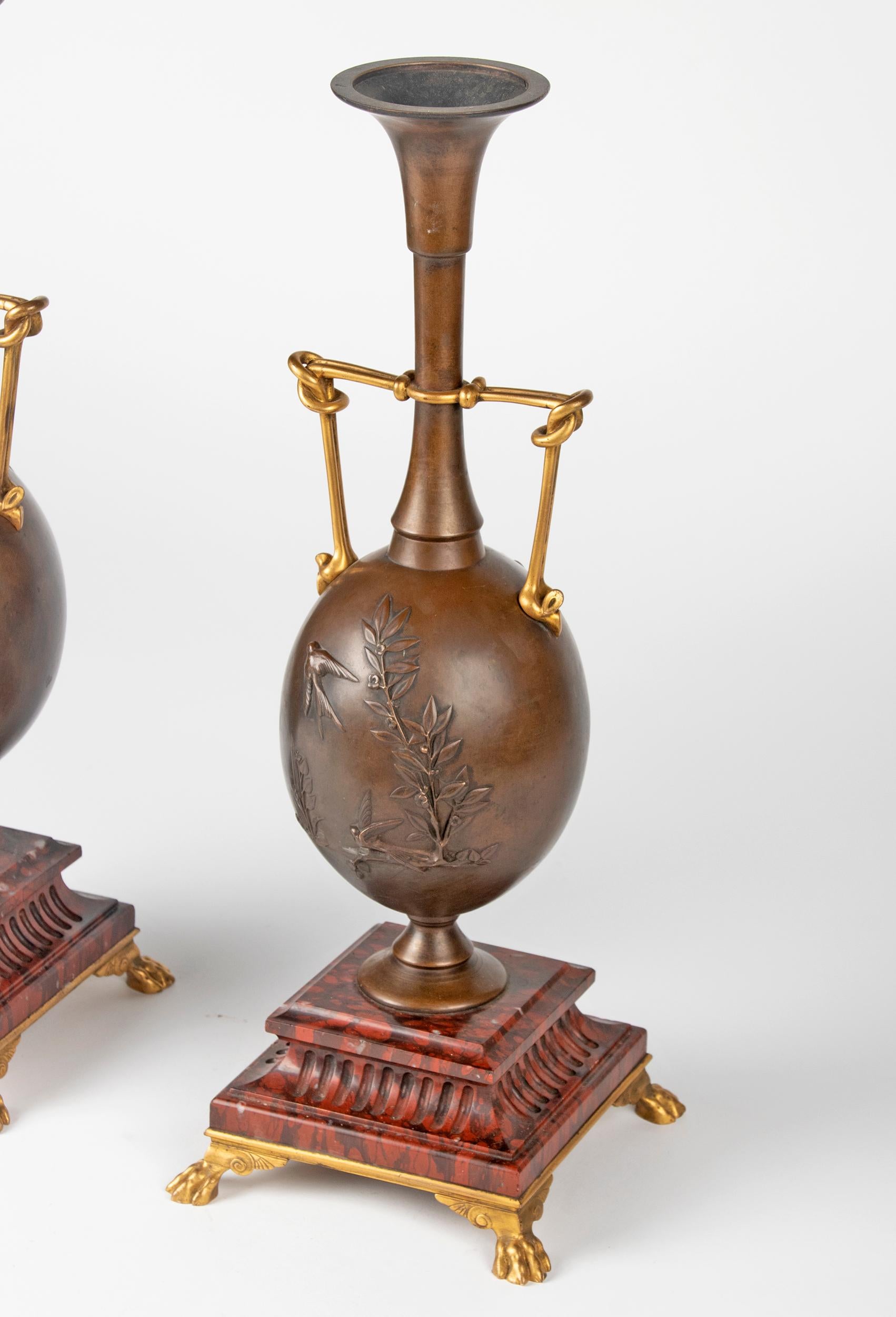 Mid 19th Century Napoleon III Bronze Vases by Cahieux & Barbedienne For Sale 1