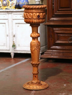 Mid-19th Century Napoleon III French Carved Pine Pedestal Plant Stand